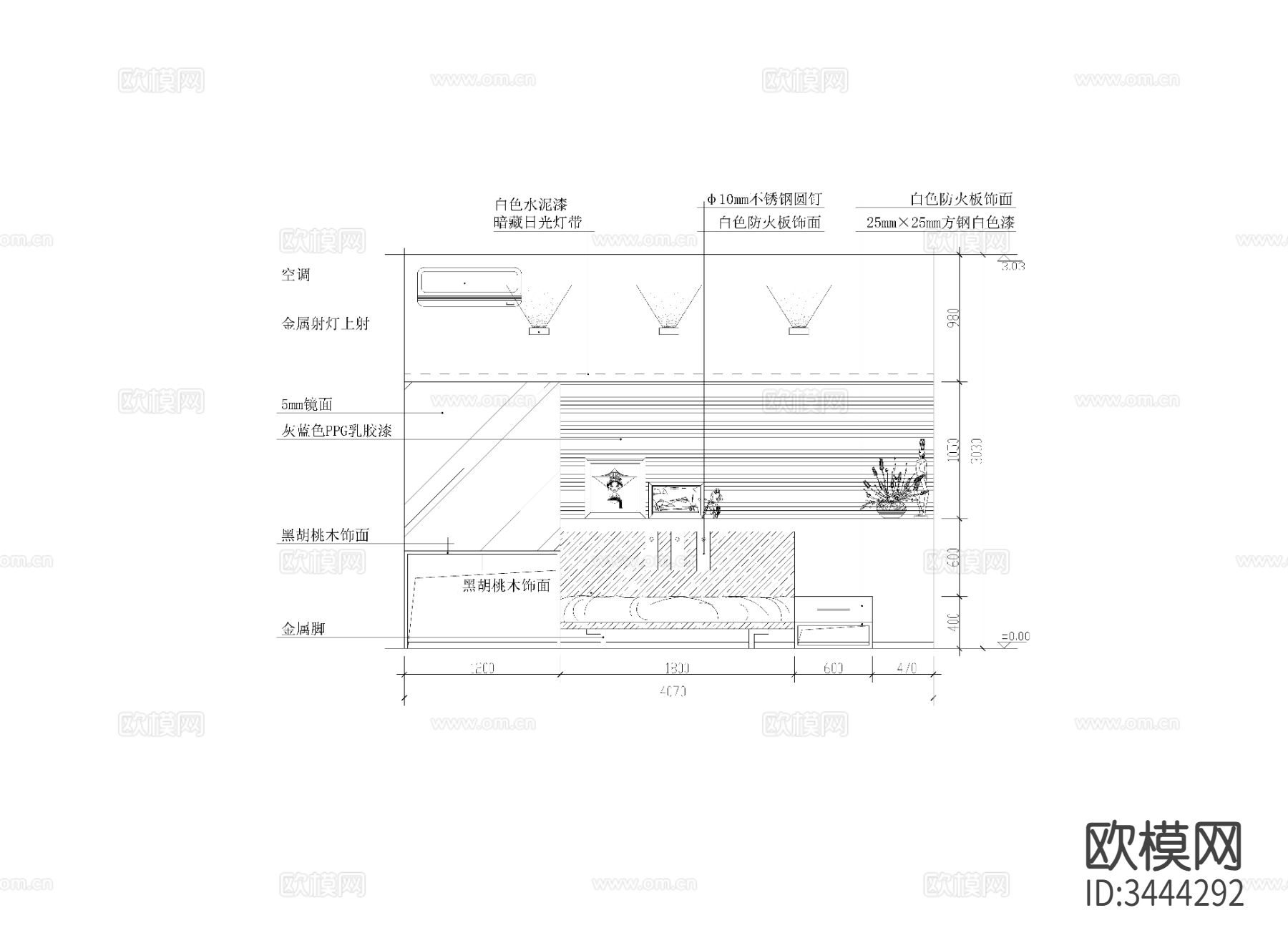 现代卧室CAD施工图下载（渲染图6）