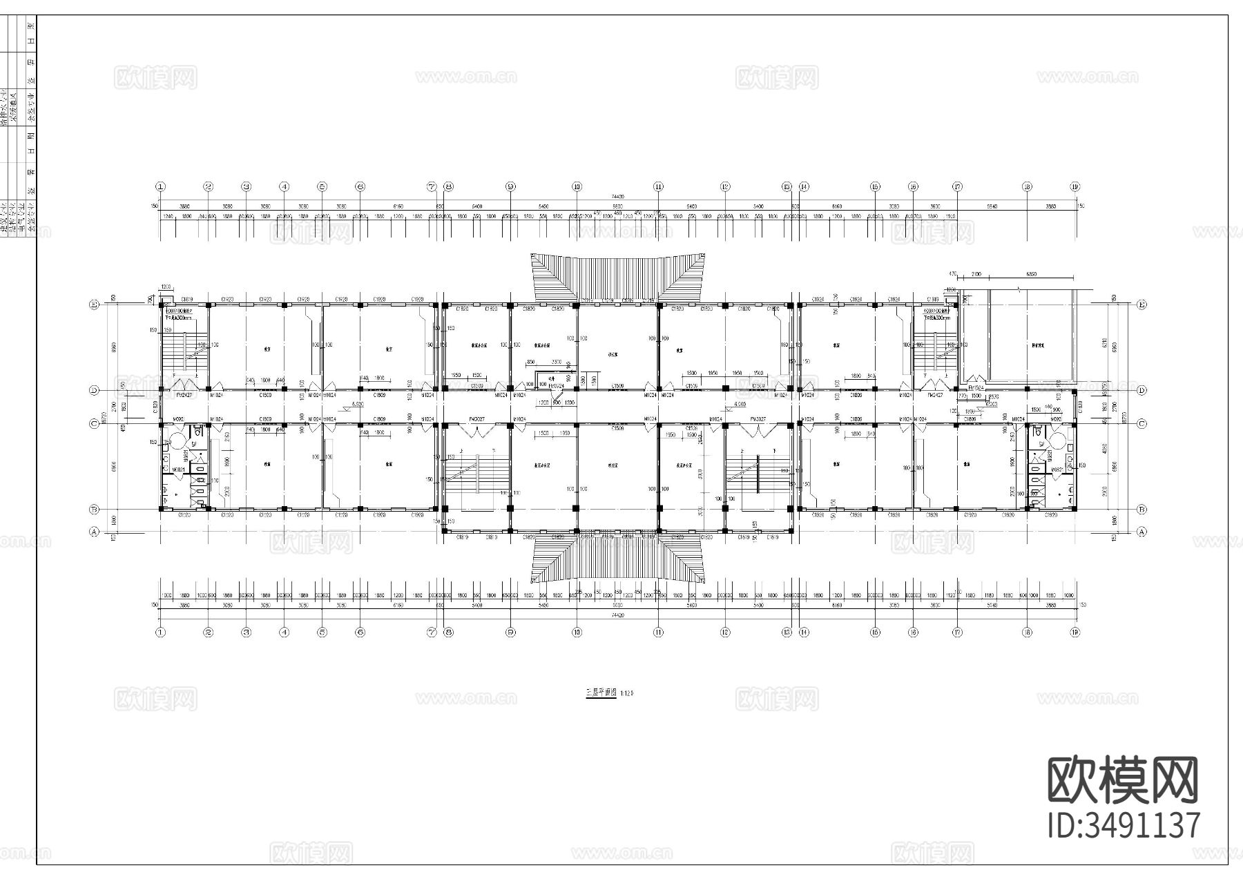 中学教学楼cad施工图下载（渲染图7）