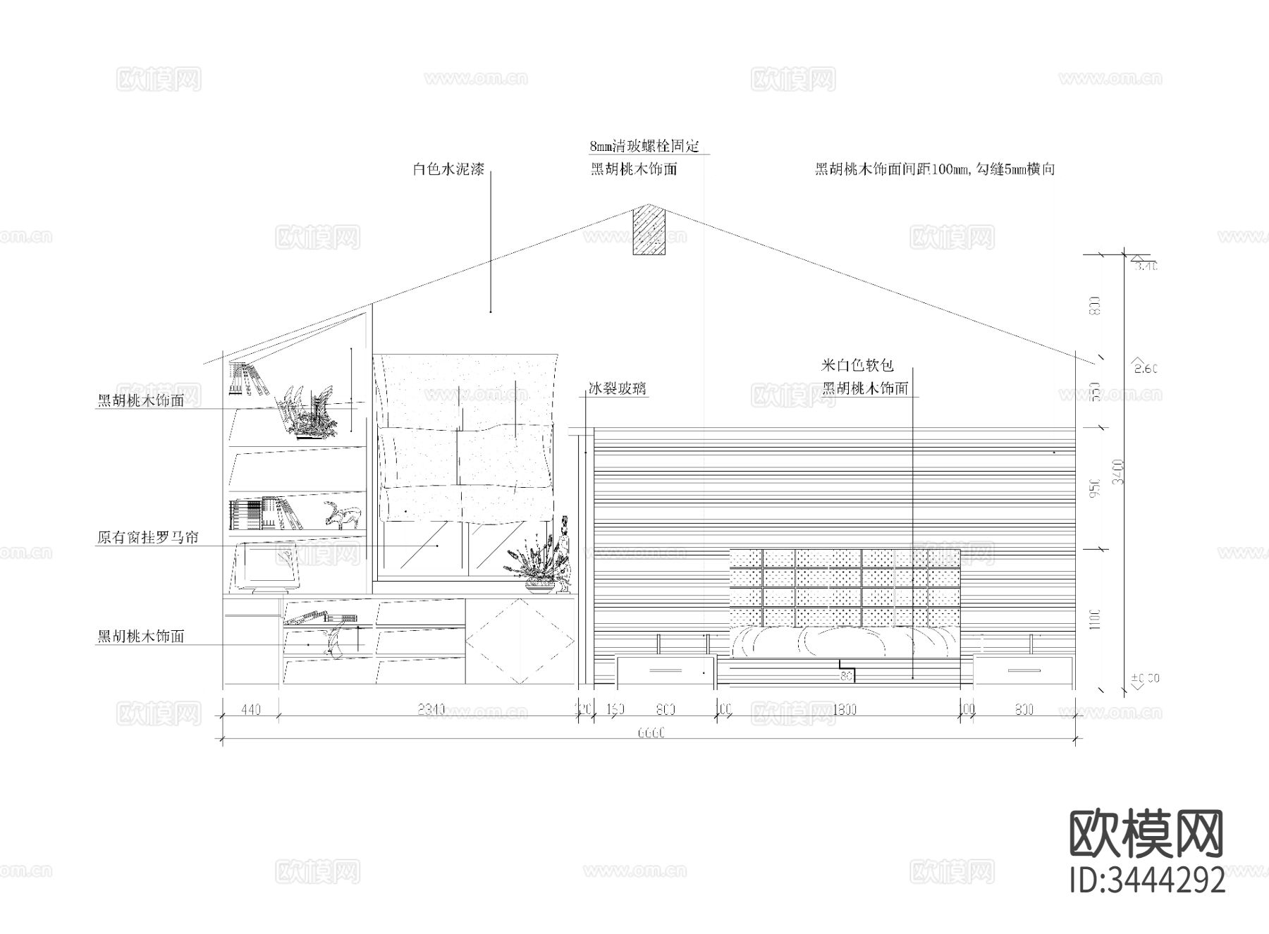 现代卧室CAD施工图下载（渲染图5）