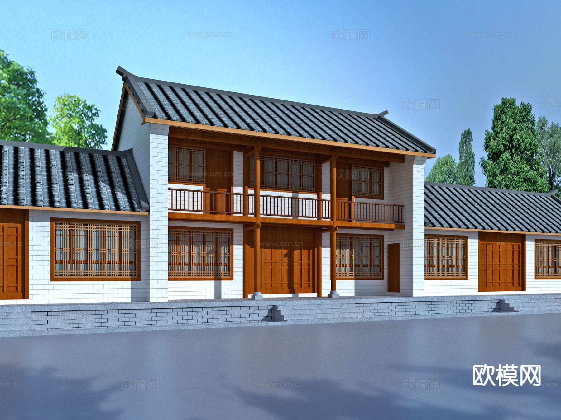 新中式乡村 古建民宅3d模型下载（渲染图2）