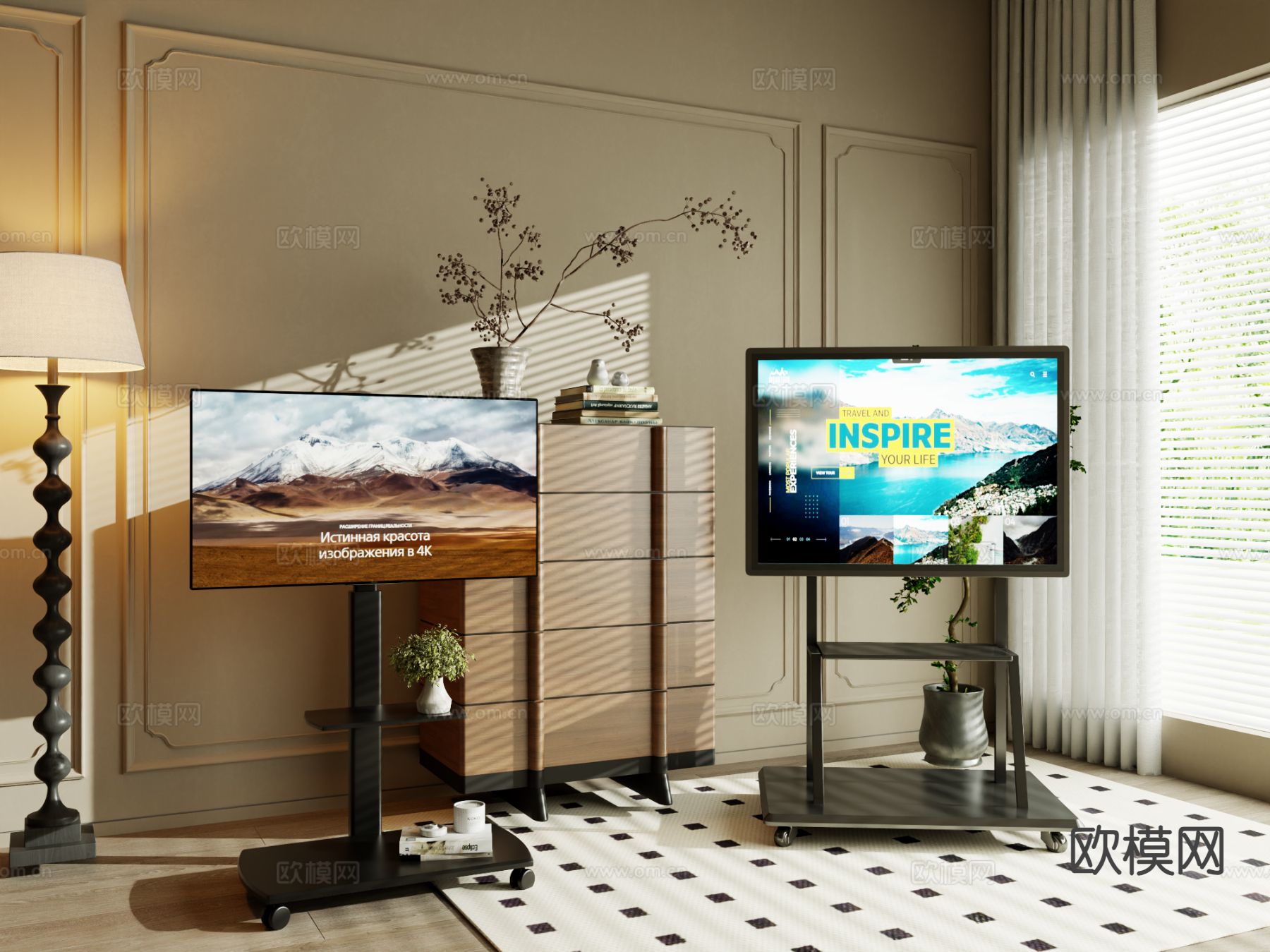现代电视 支架电视机3d模型下载