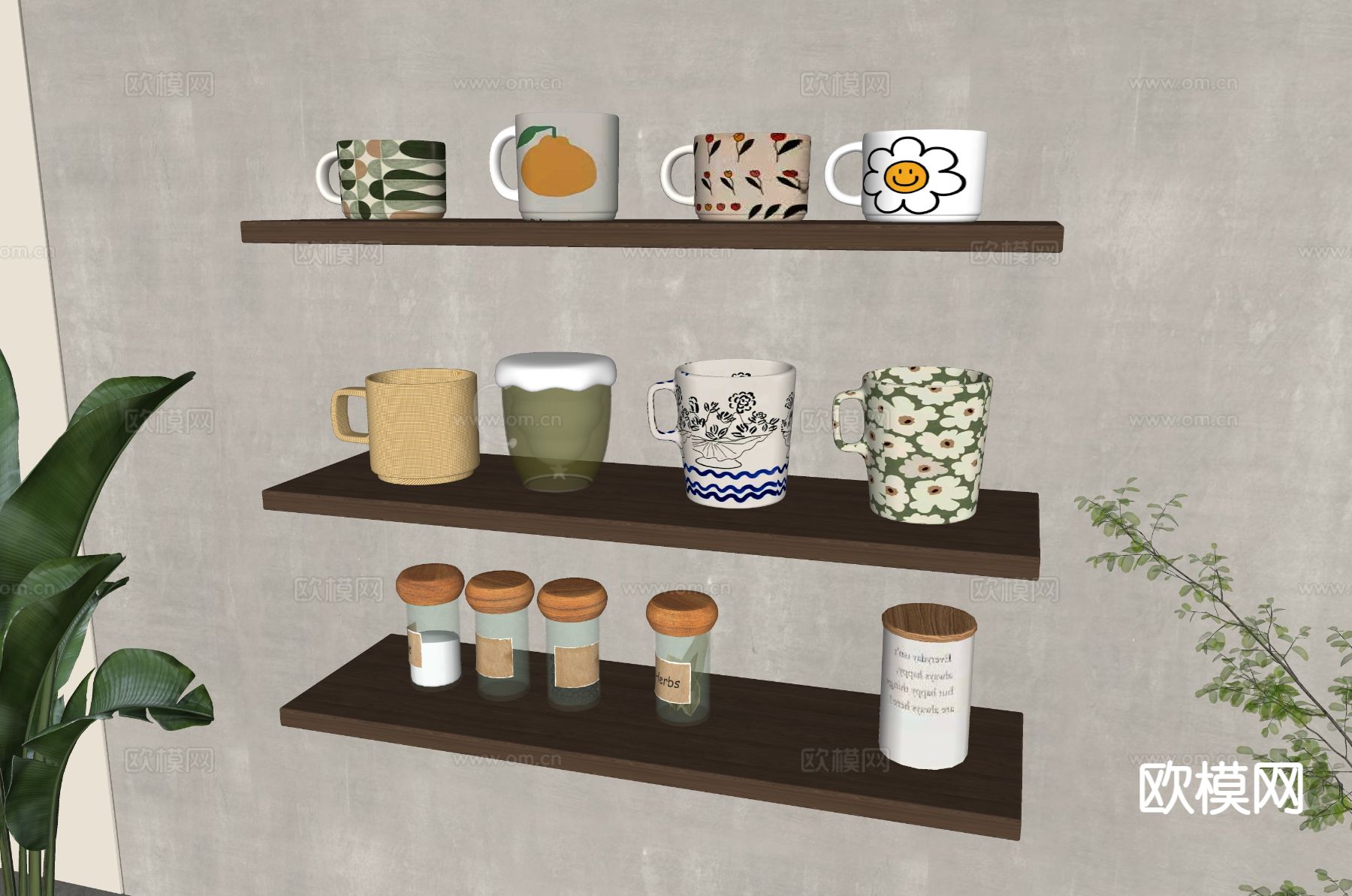 北欧咖啡杯摆件su模型下载（渲染图1）