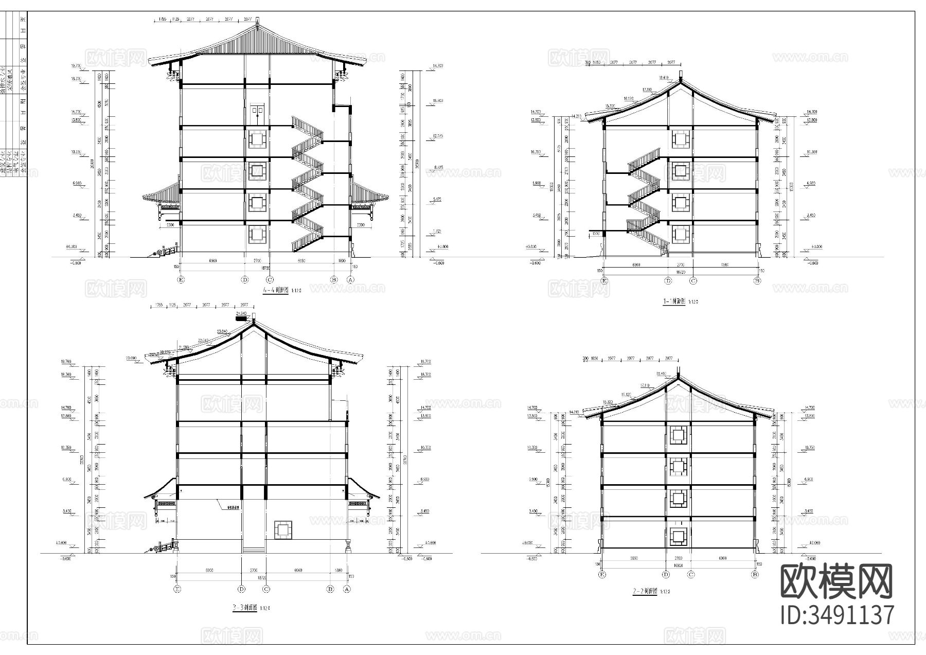 中学教学楼cad施工图下载（渲染图4）