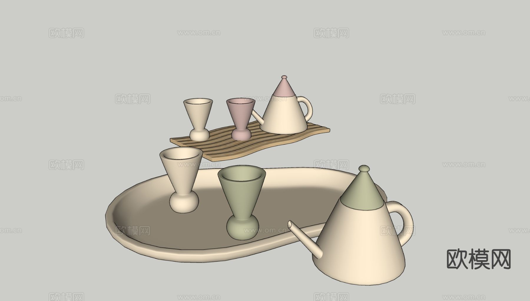 陶瓷茶具 咖啡杯 杯具 茶具su模型下载（渲染图1）
