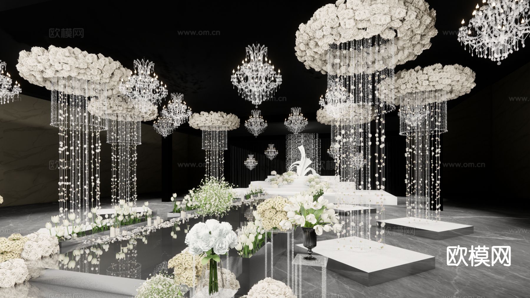 水晶吊顶婚礼su模型下载（渲染图5）