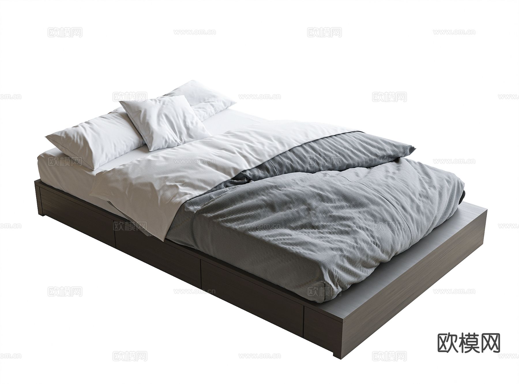 现代儿童榻榻米床su模型下载（渲染图2）