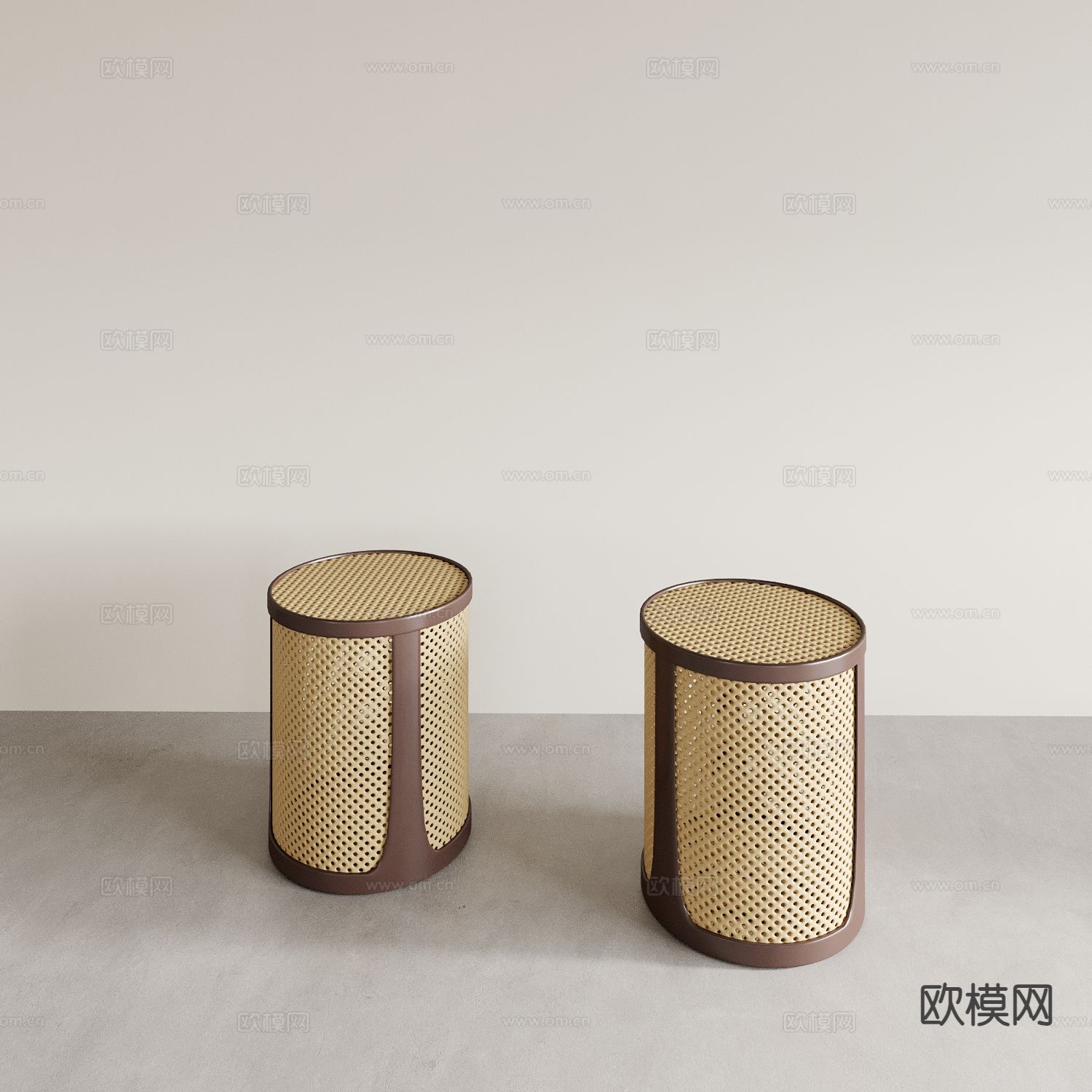 中古风竹藤凳 编织凳3d模型下载