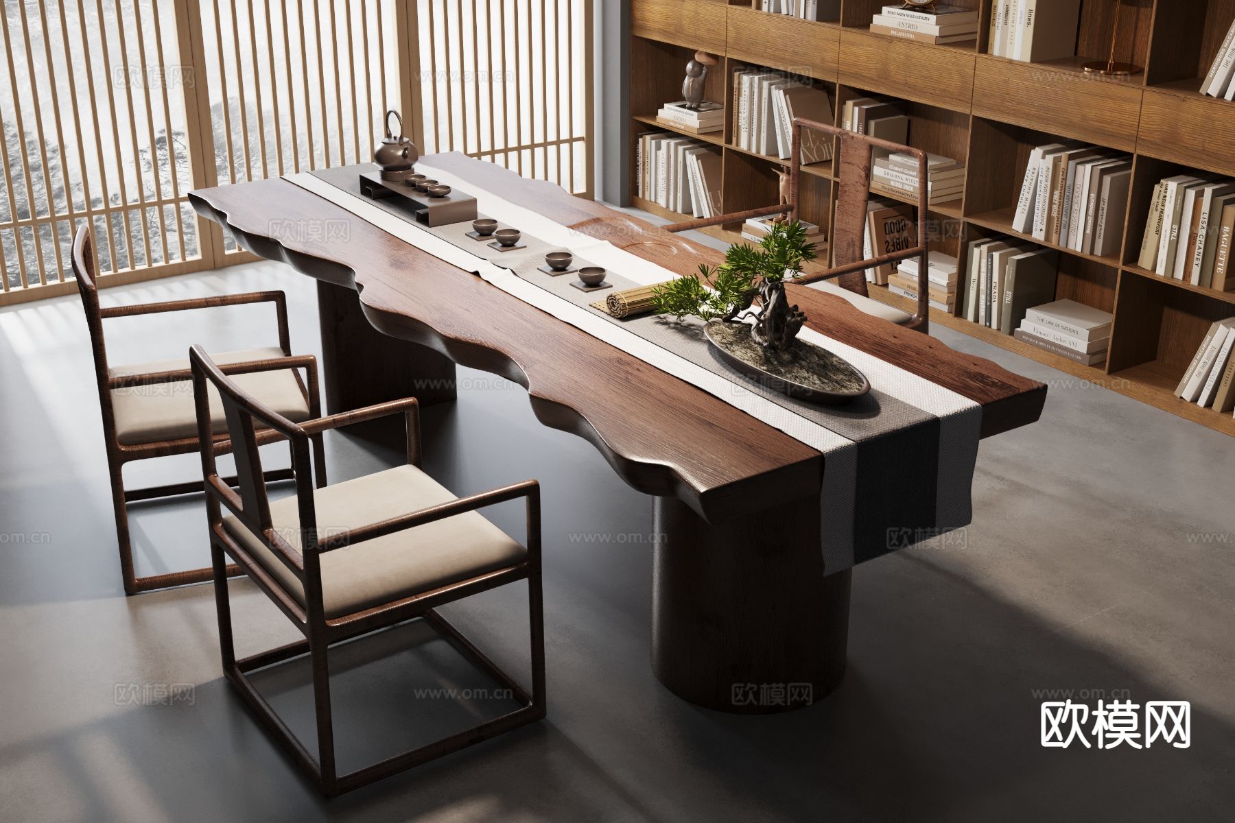 新中式茶桌 茶台3d模型下载