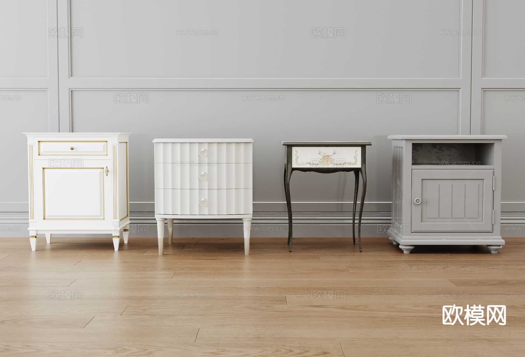 简欧床头柜su模型下载（渲染图2）