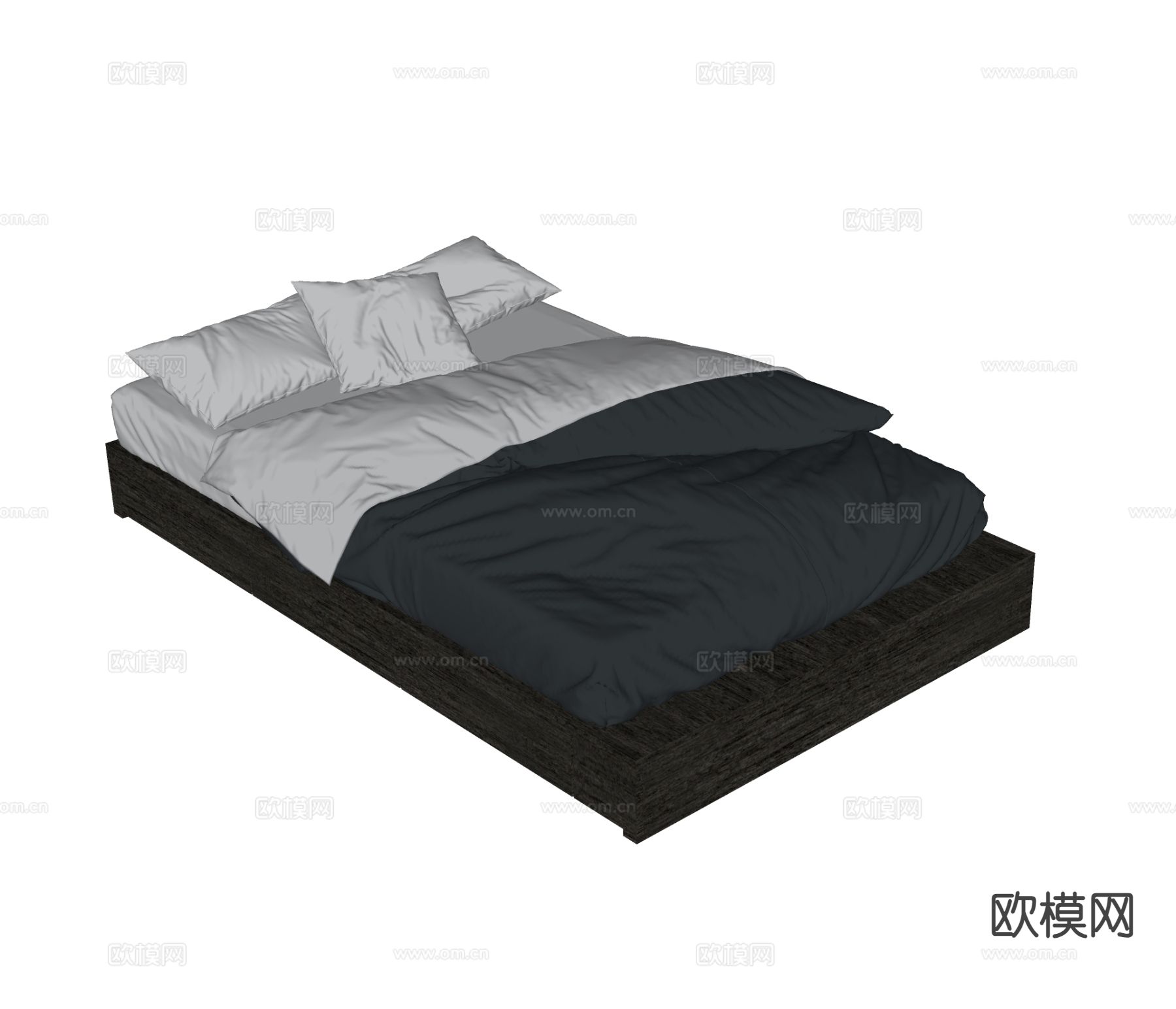 现代儿童榻榻米床su模型下载（渲染图1）