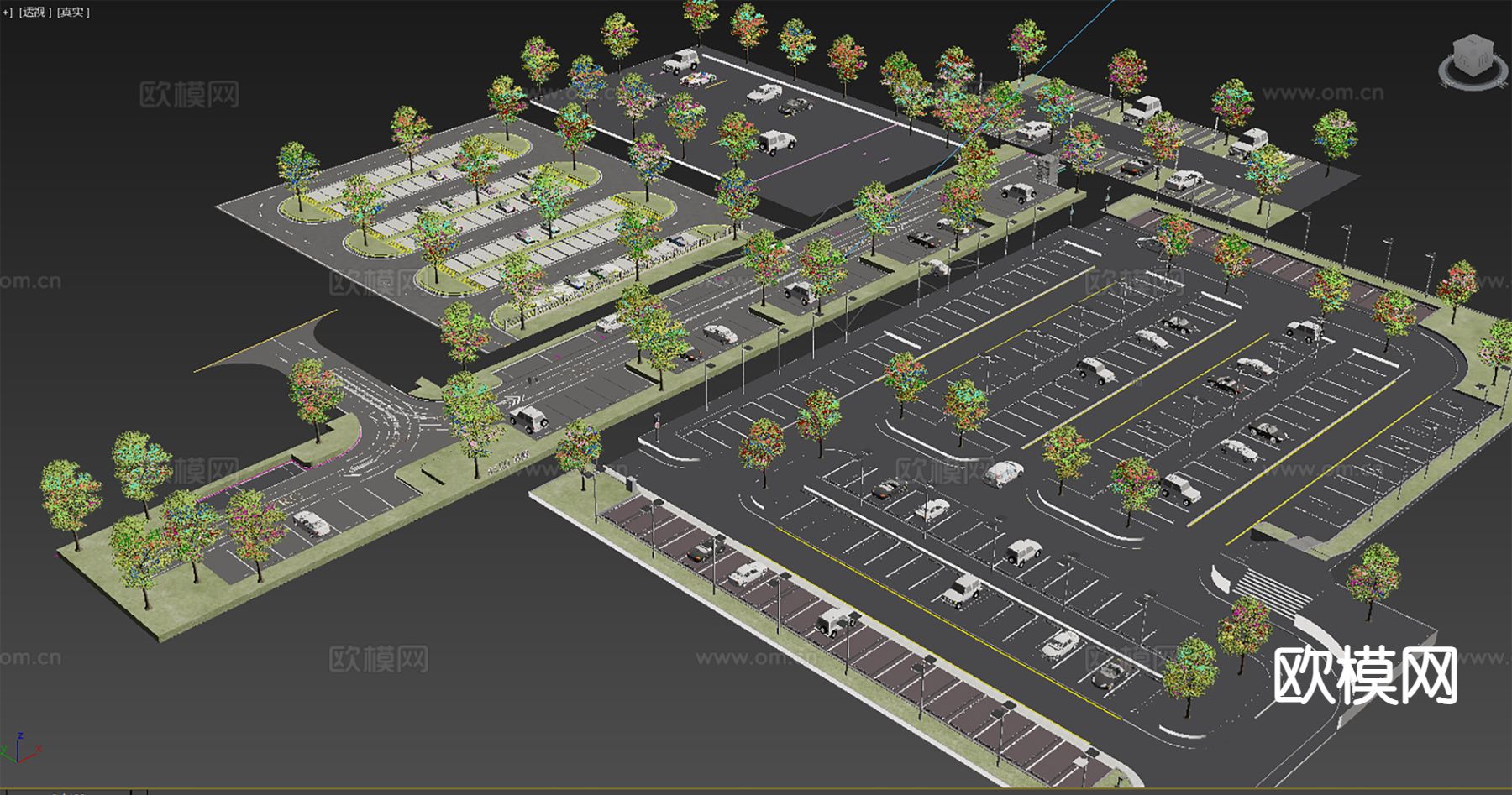 现代停车场 户外停车场3d模型下载（渲染图2）