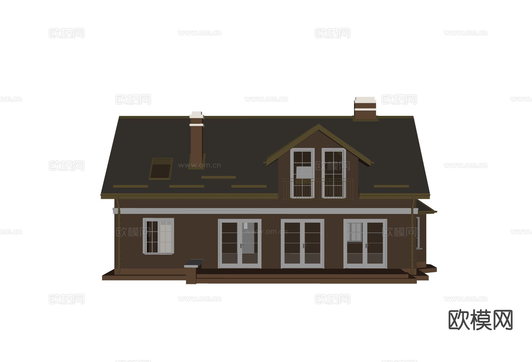 北欧独栋木屋 独栋别墅su模型下载（渲染图1）