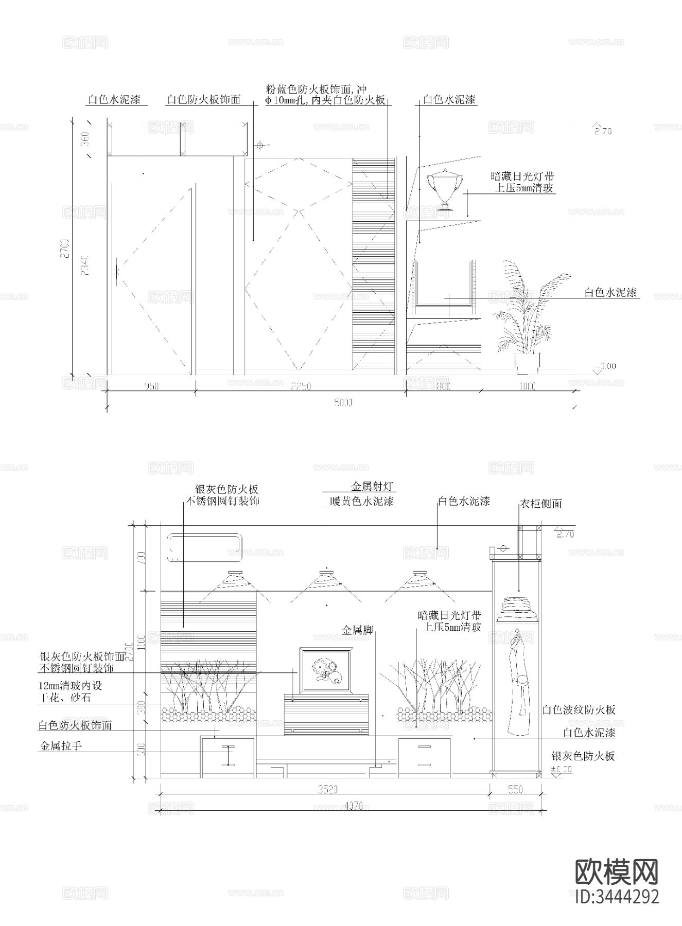 现代卧室CAD施工图下载（渲染图7）