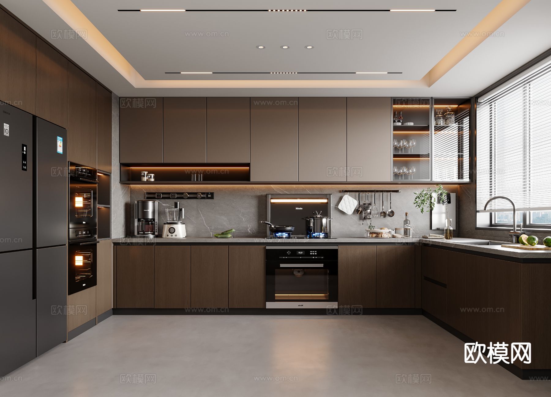 意式厨房 橱柜3d模型下载