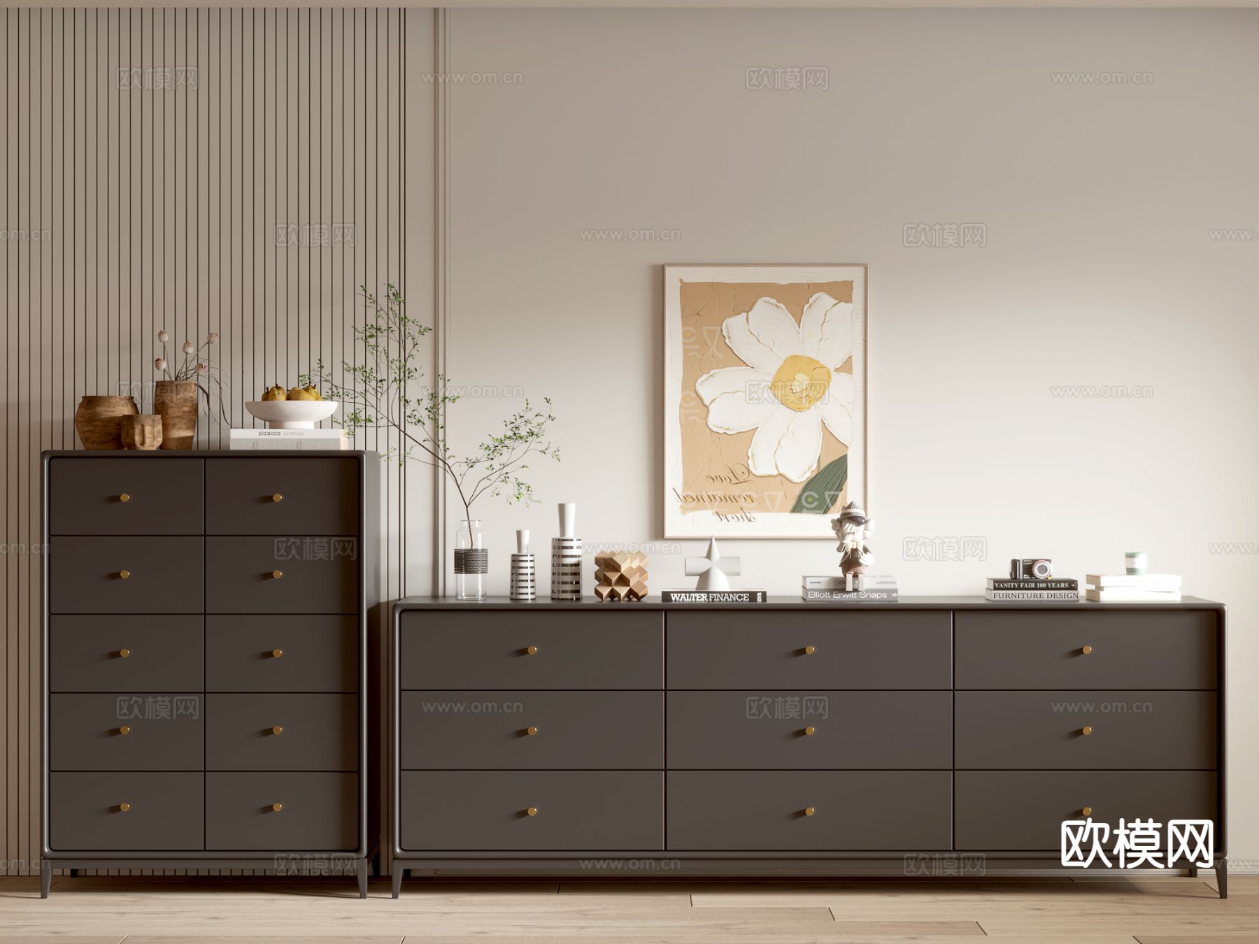 现代斗柜 边柜3d模型下载