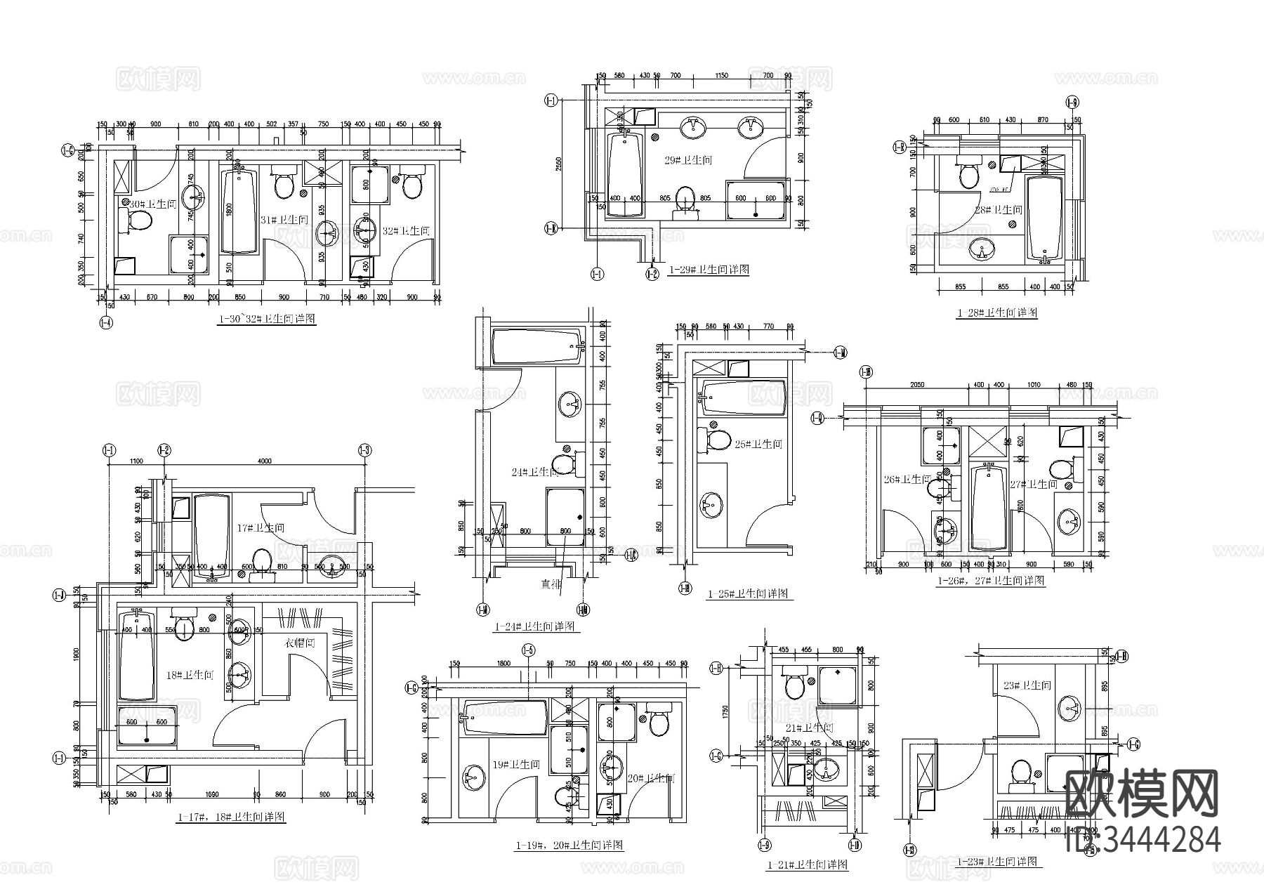 卫生间节点大样图下载（渲染图1）