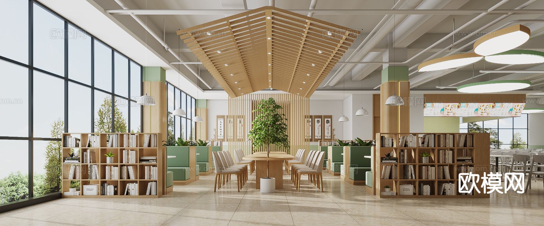 食堂 员工食堂3d模型下载（渲染图3）