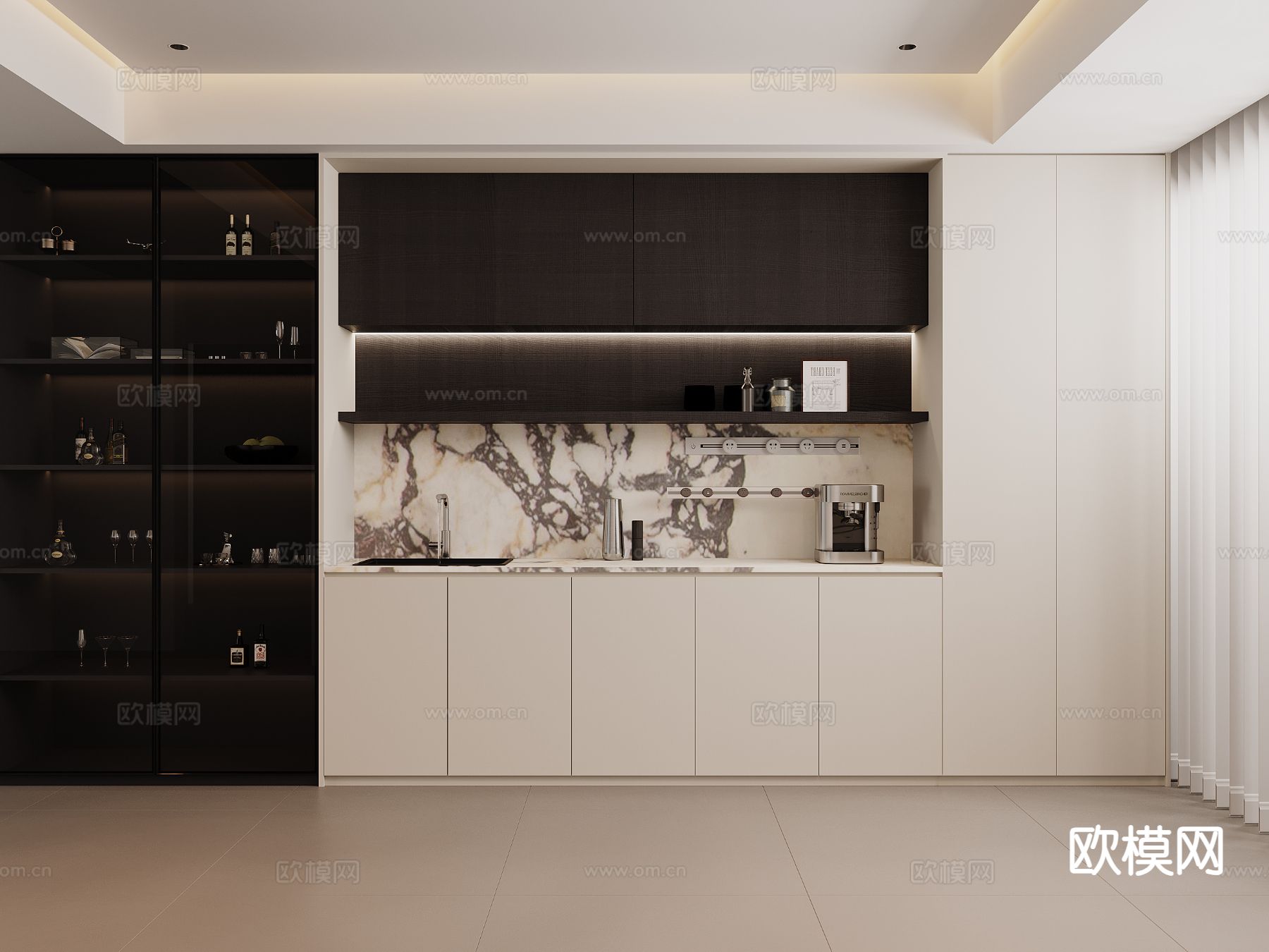 现代餐边柜3d模型下载