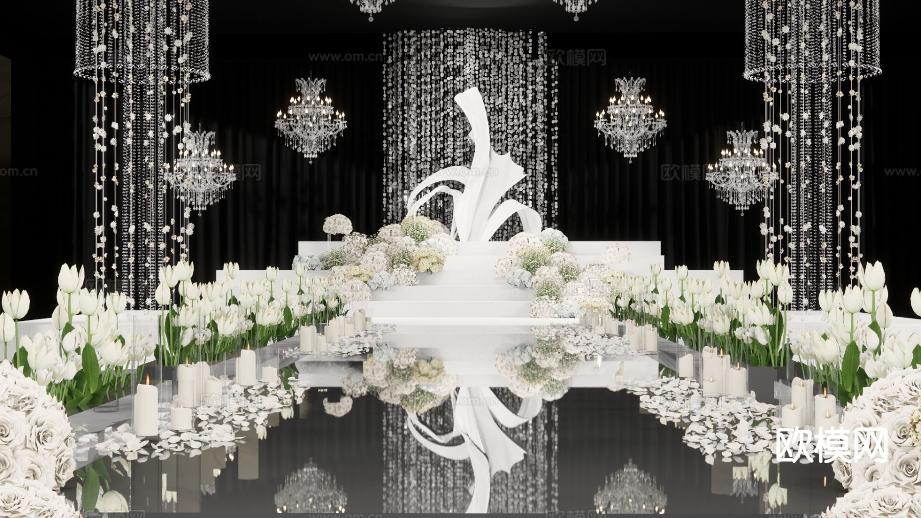 水晶吊顶婚礼su模型下载（渲染图2）