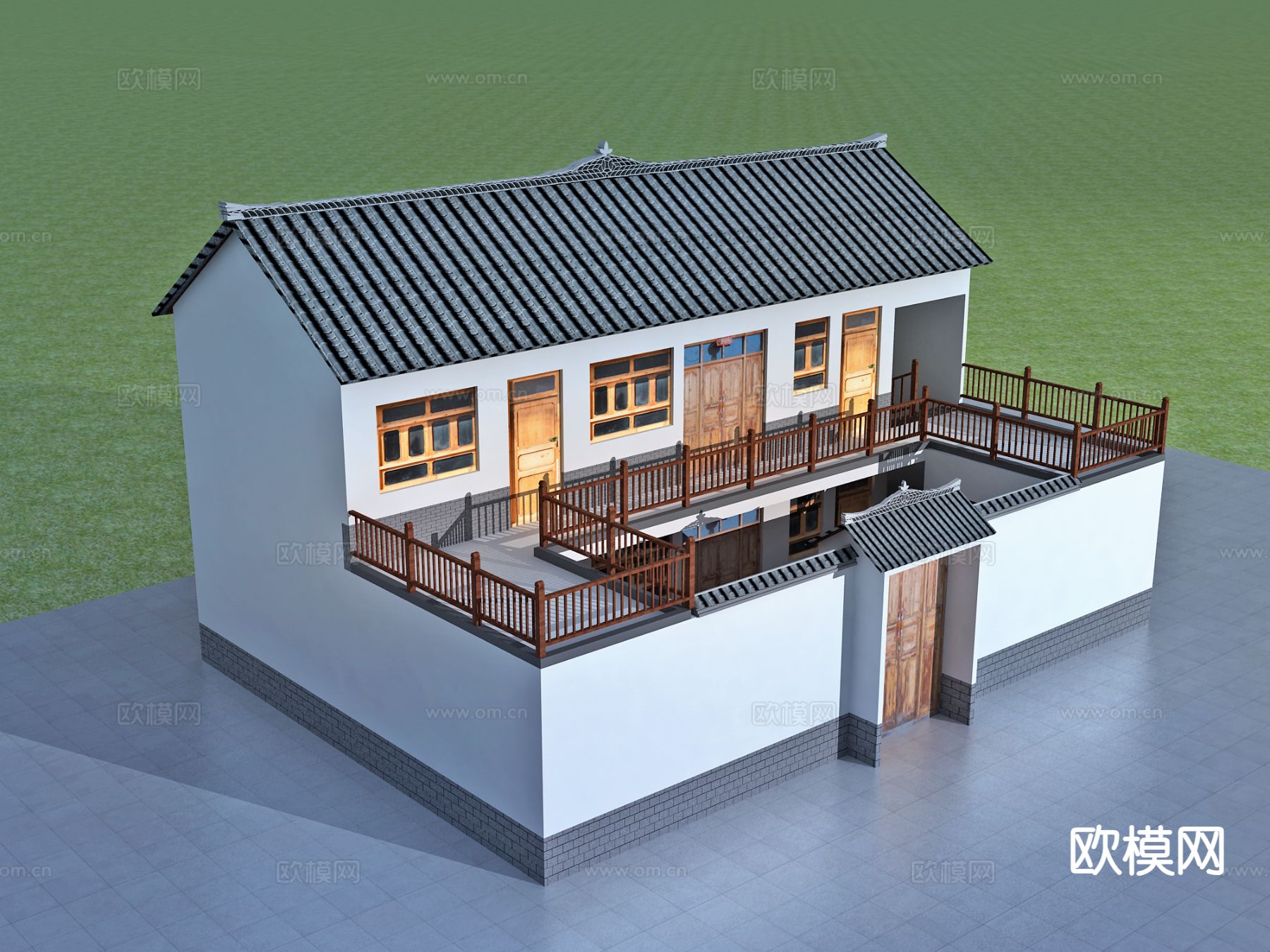 新中式乡村 古建民宅3d模型下载（渲染图2）