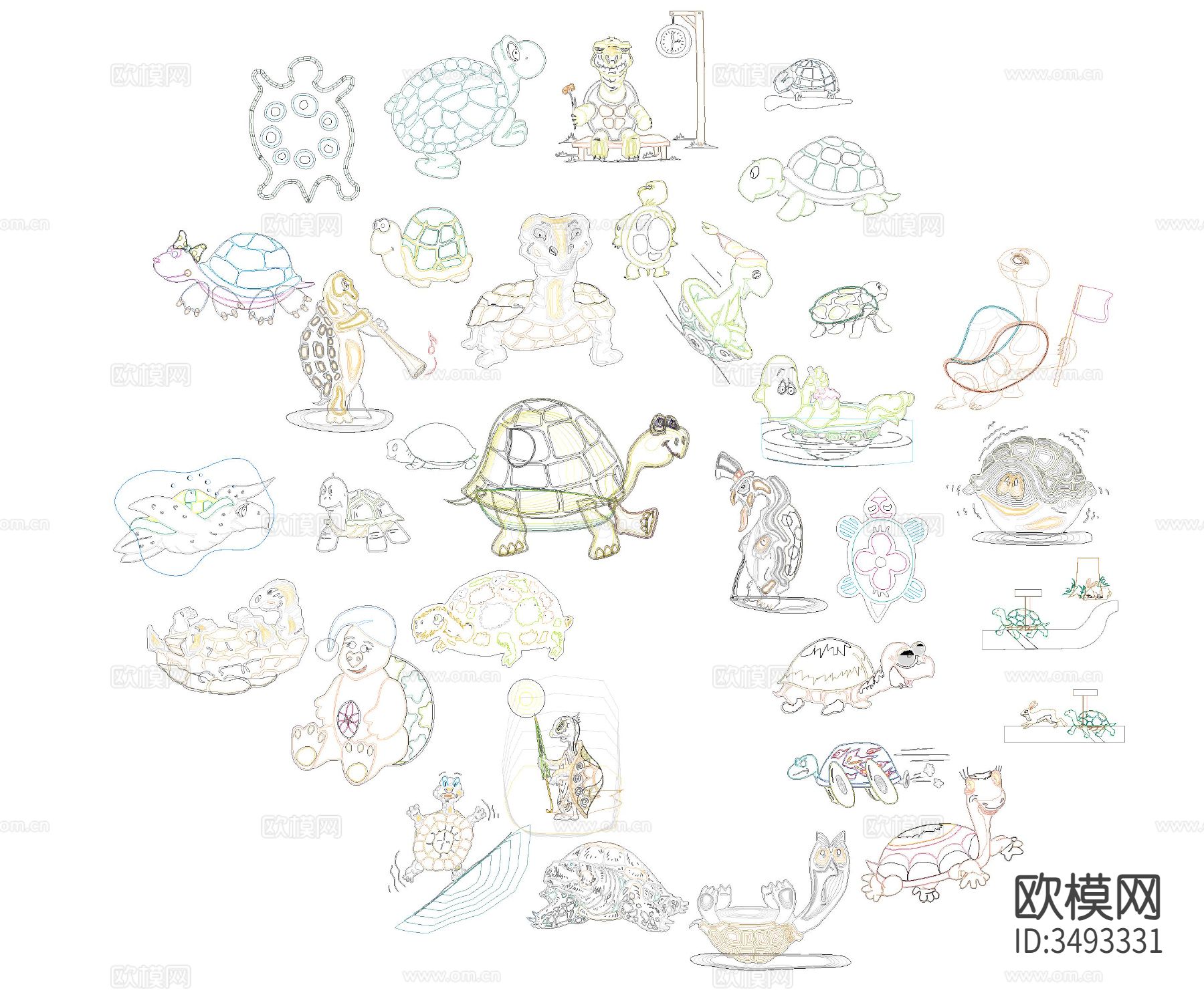 海洋生物cad图库下载（渲染图2）