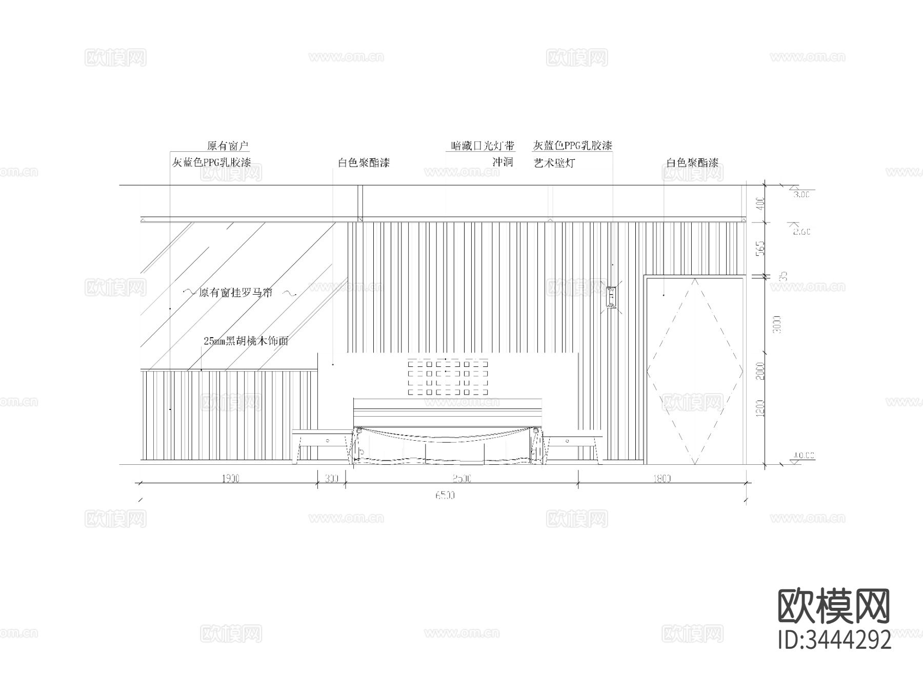 现代卧室CAD施工图下载（渲染图4）