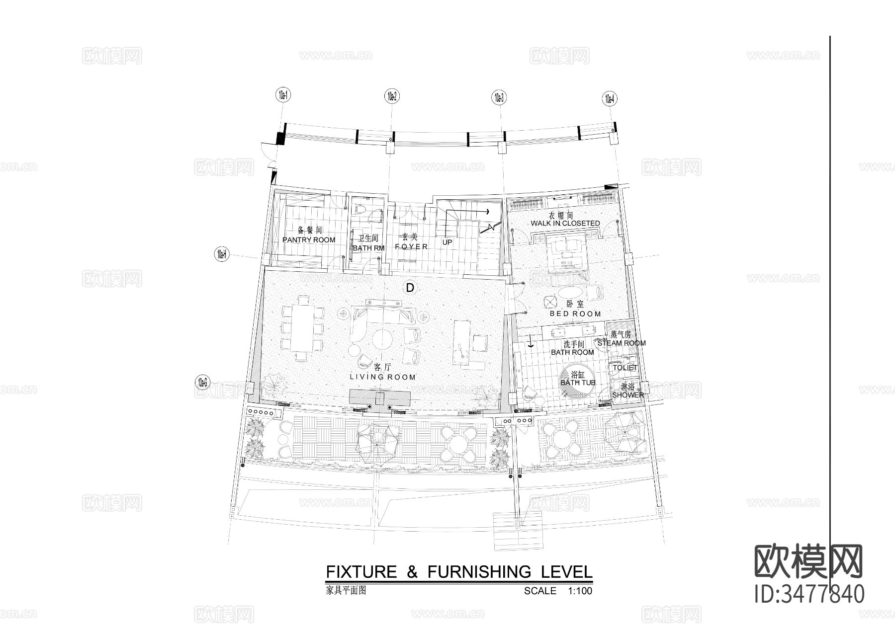 酒店海景房CAD图库下载（渲染图4）