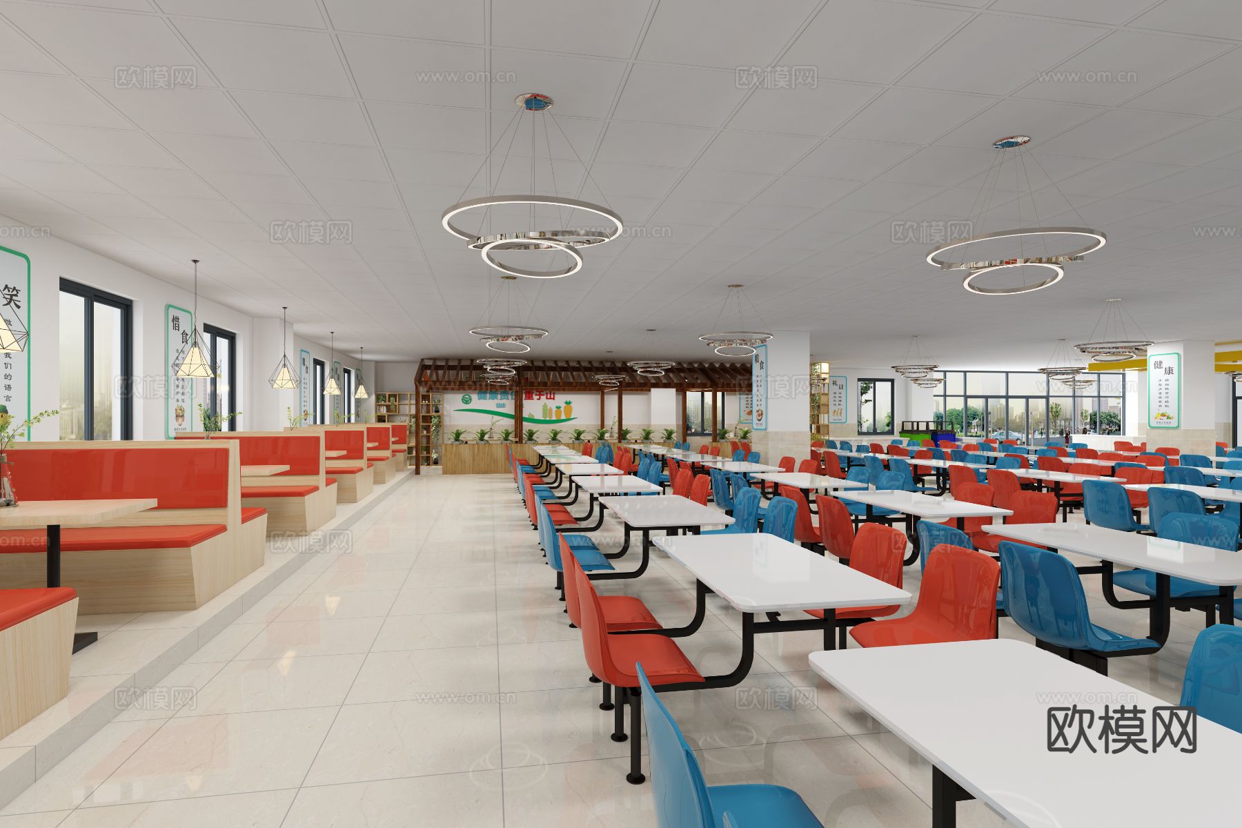 现代食堂3d模型下载（渲染图1）