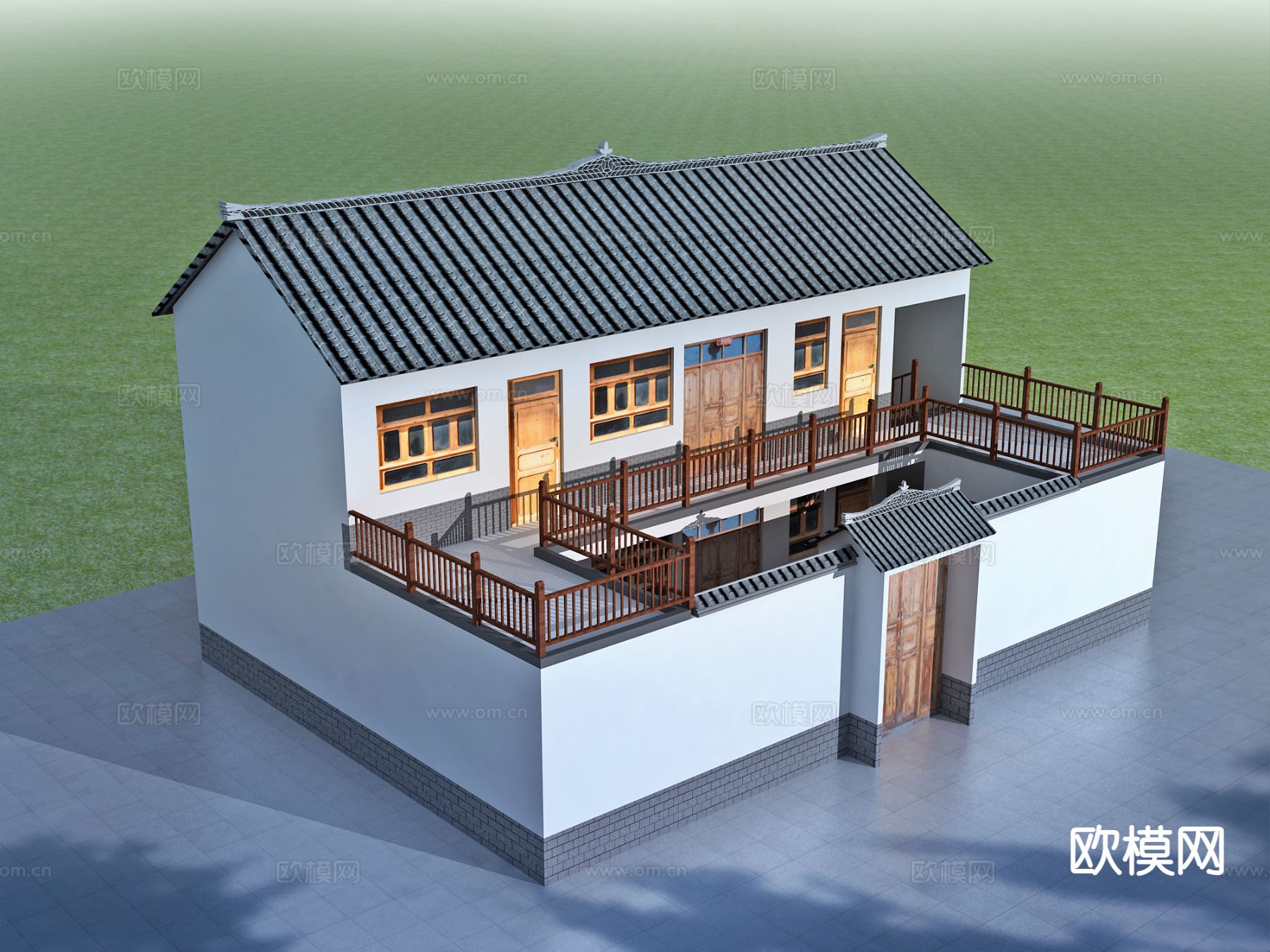 新中式乡村 古建民宅3d模型下载（渲染图1）