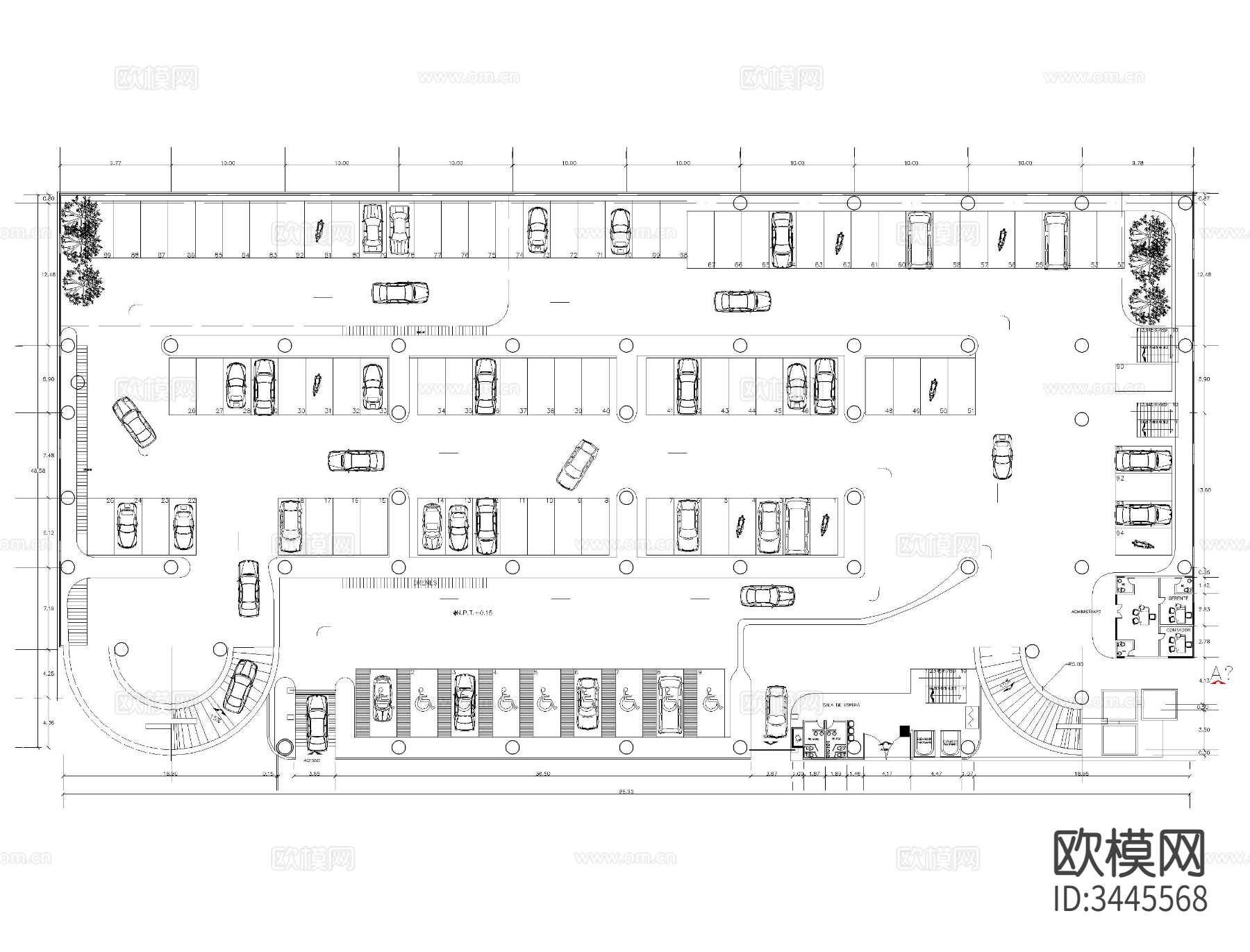 停车场CAD施工图下载（渲染图1）