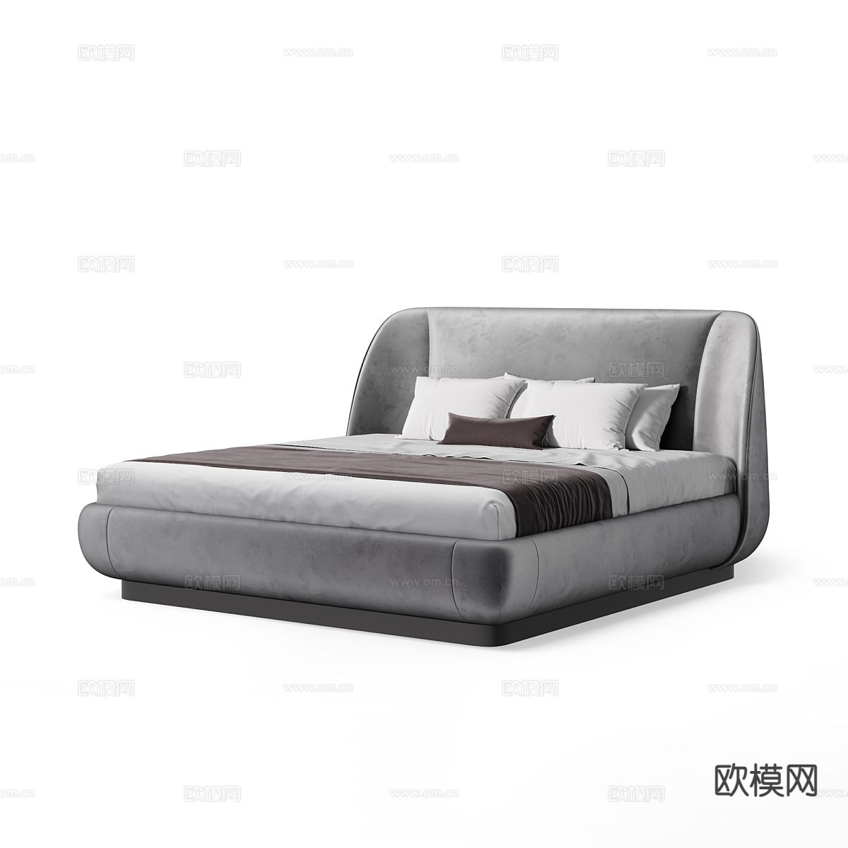 现代双人床3d模型下载（渲染图1）