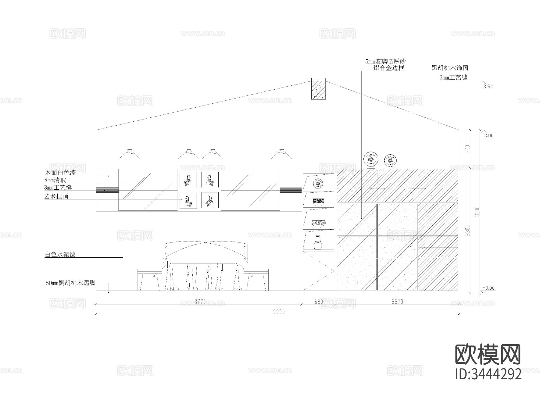 现代卧室CAD施工图下载（渲染图8）