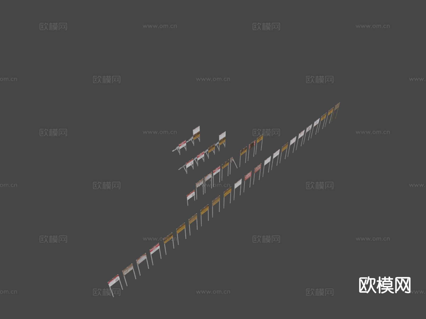 海空救援 木制警告牌3d模型下载（渲染图4）