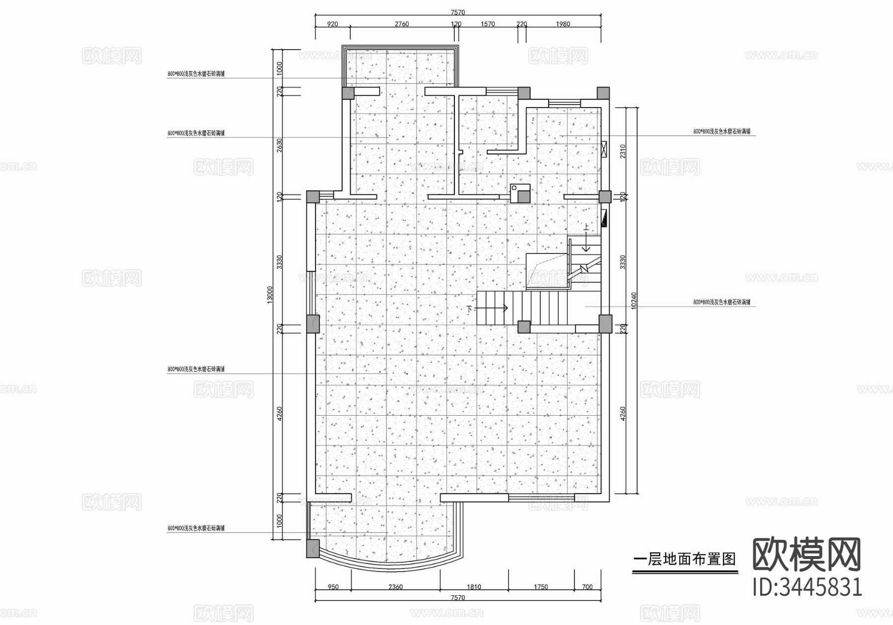 豪宅 样板房CAD施工图下载（渲染图4）