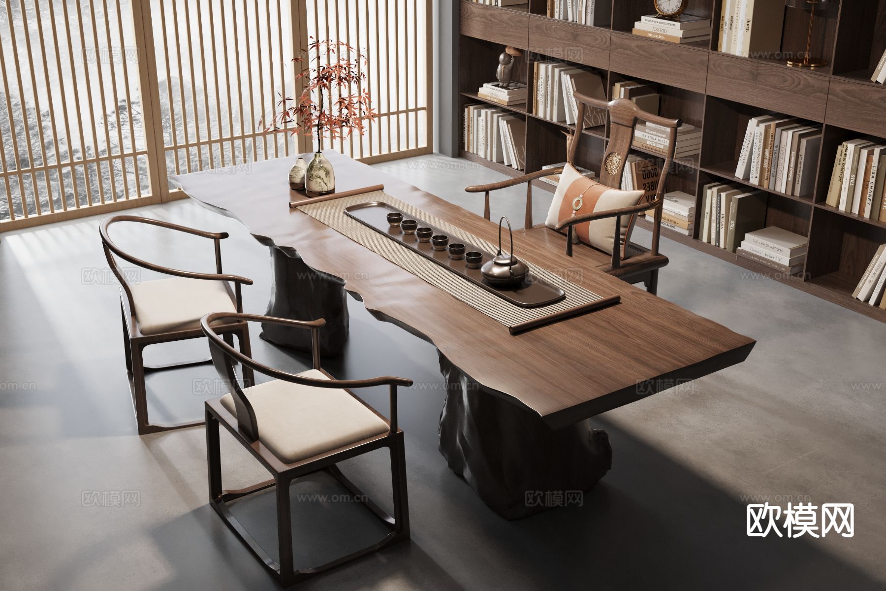 新中式茶桌 茶台3d模型下载