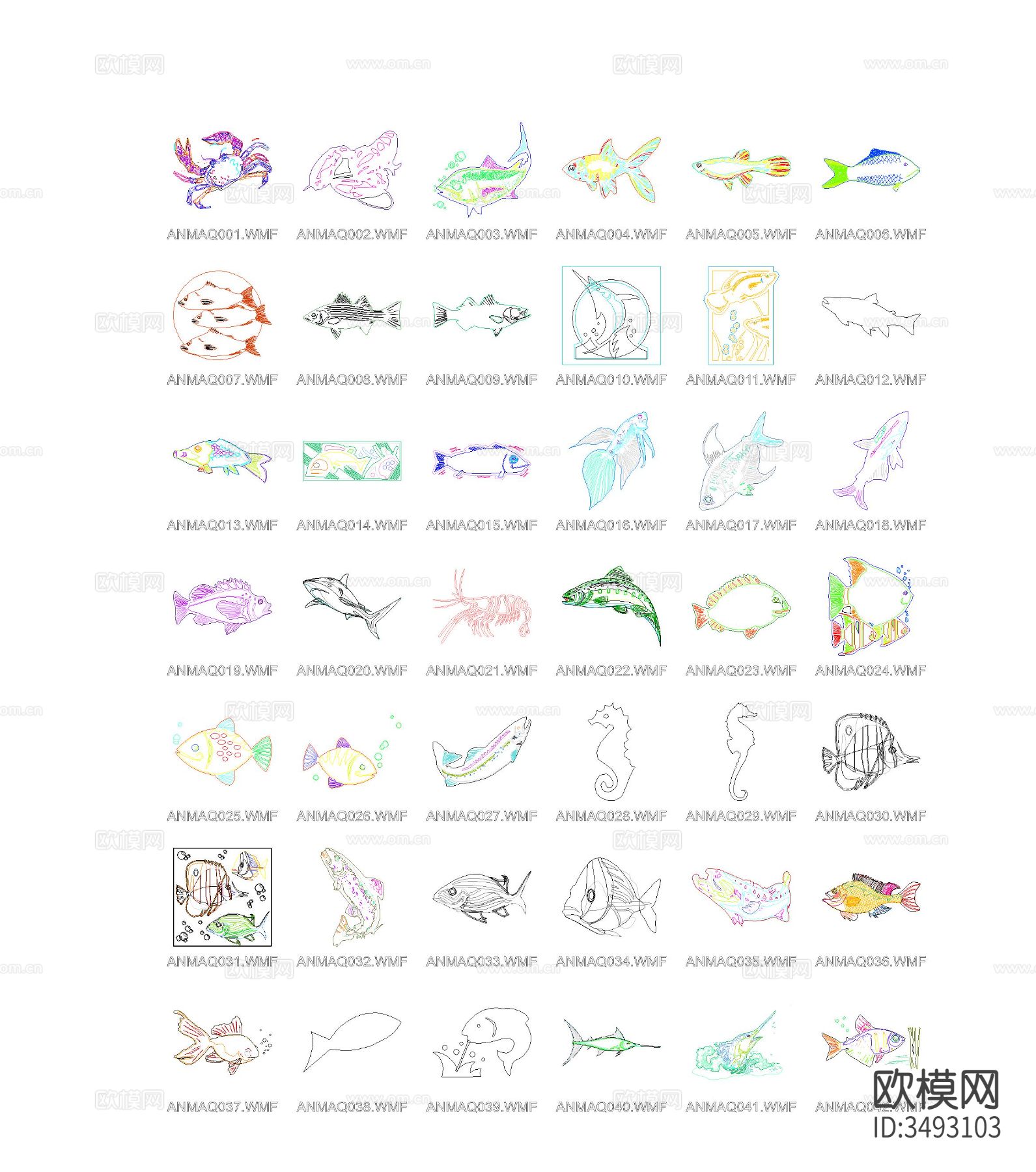 海洋生物cad图库下载