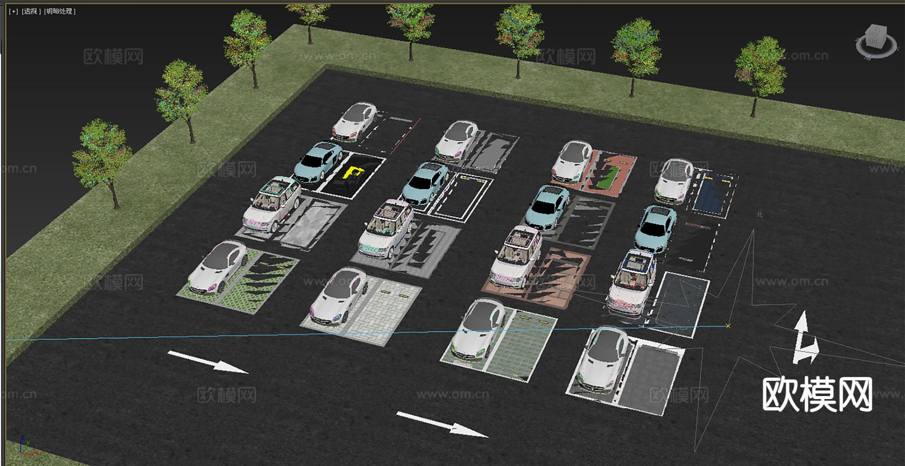 现代停车场 户外停车场3d模型下载（渲染图2）