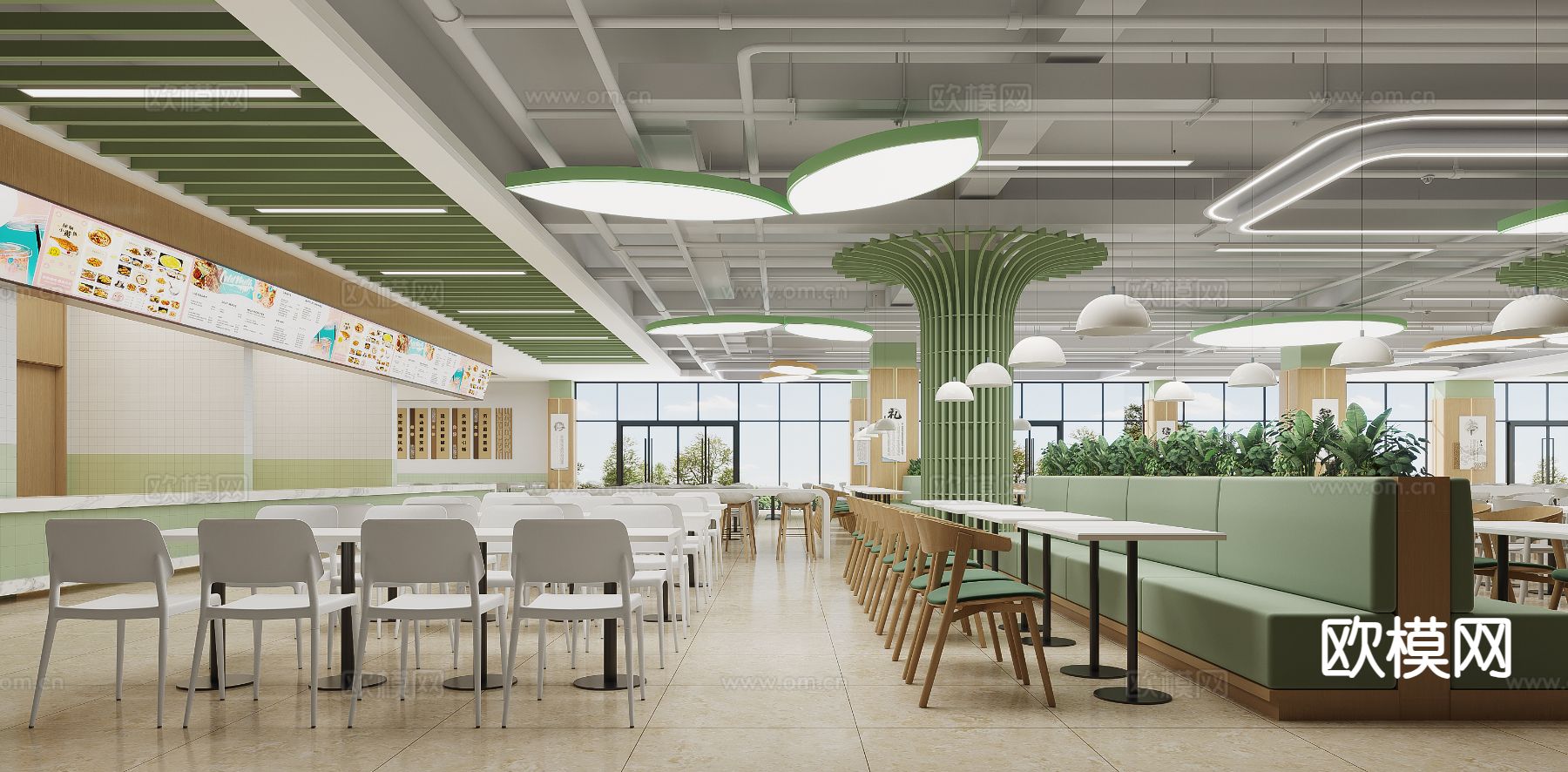 食堂 员工食堂3d模型下载（渲染图2）