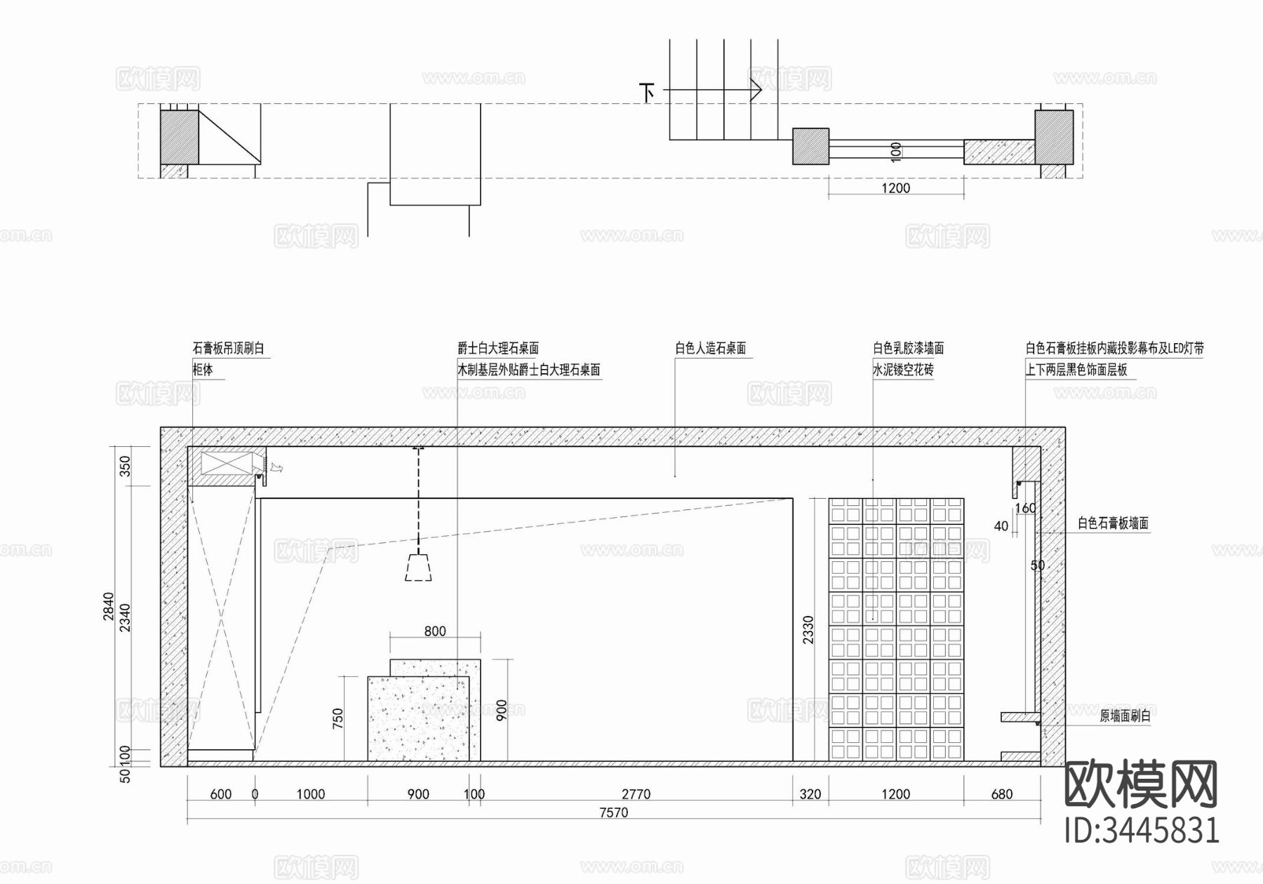 豪宅 样板房CAD施工图下载（渲染图6）
