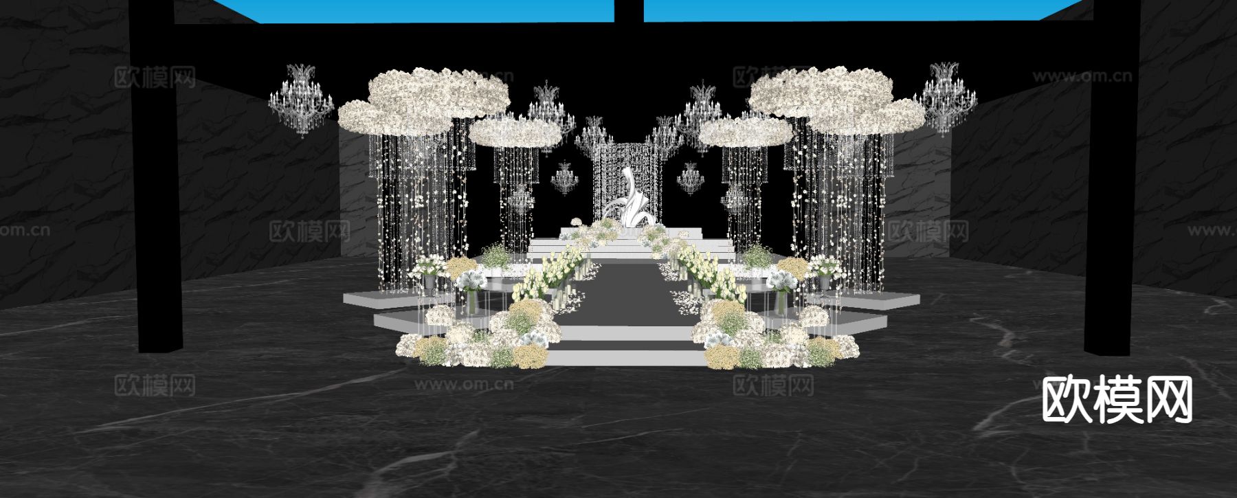 水晶吊顶婚礼su模型下载（渲染图1）