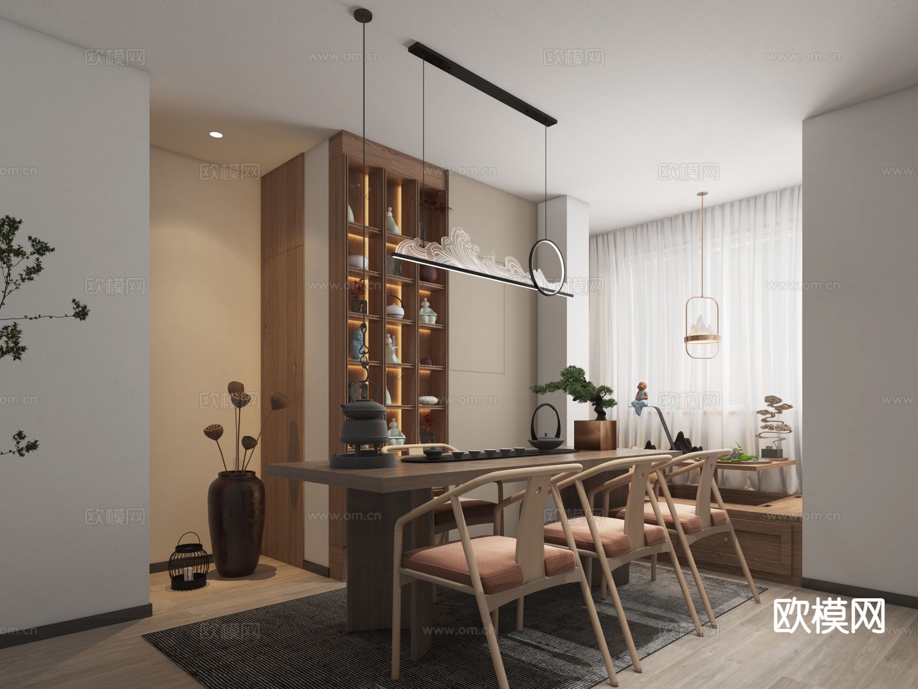 新中式茶室3d模型下载