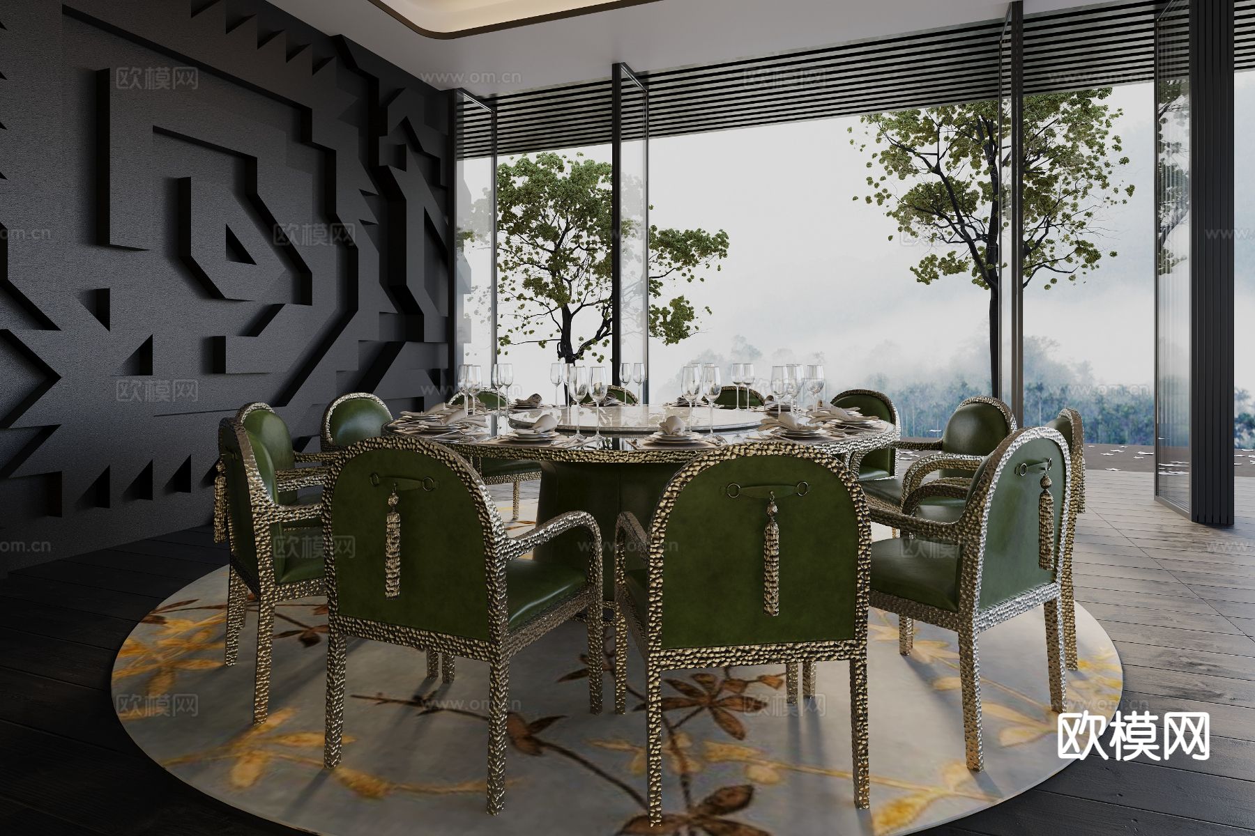 后现代餐桌椅3d模型下载