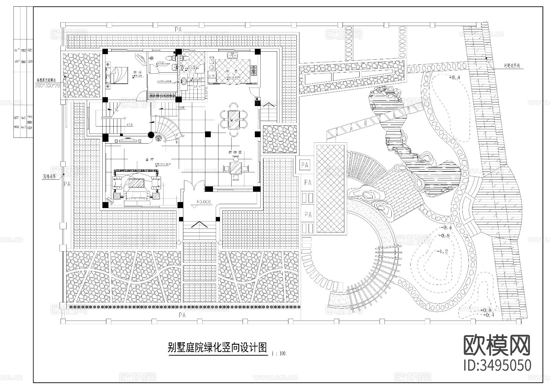 别墅绿化CAD施工图下载（渲染图2）