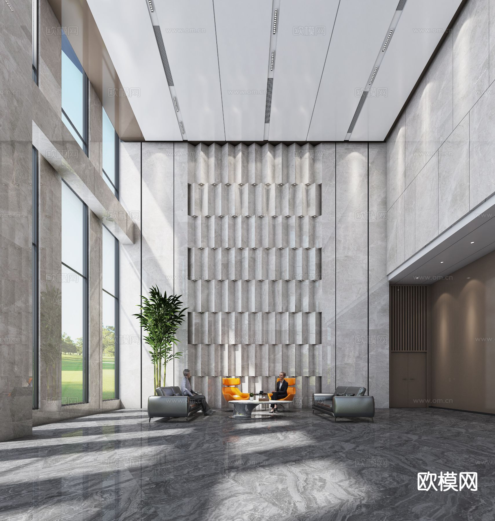 办公楼大堂 写字楼大堂3d模型下载（渲染图3）