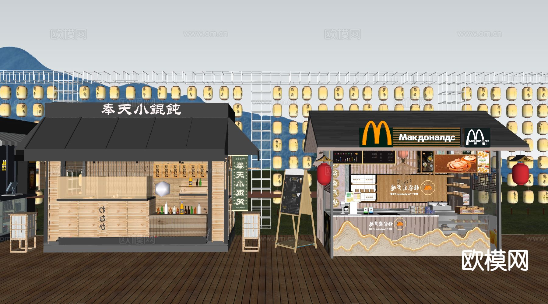 网红摊位 活动摊位su模型下载（渲染图2）