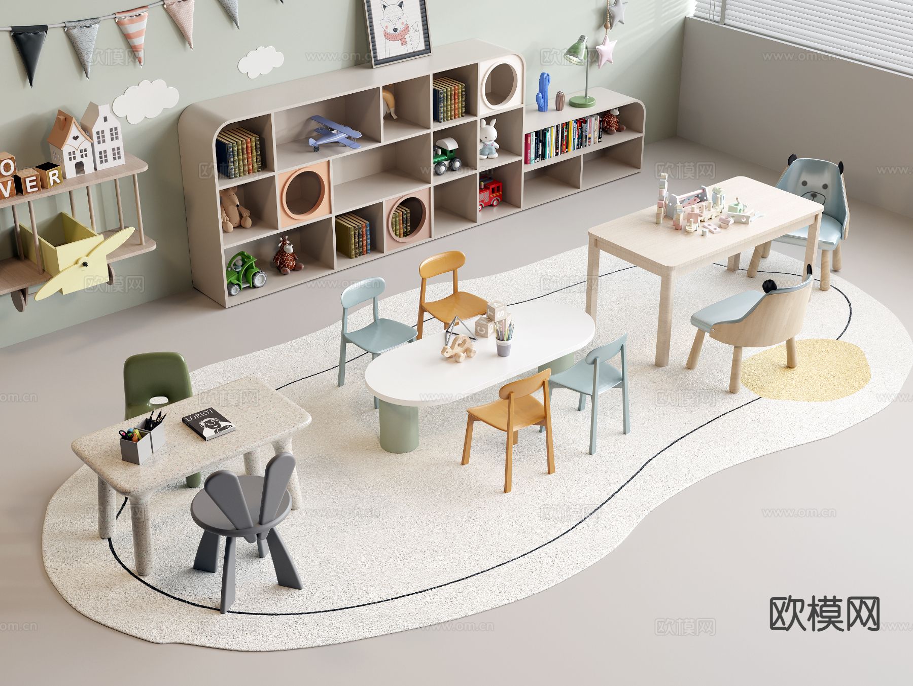 儿童休闲桌椅 玩具桌椅3d模型下载