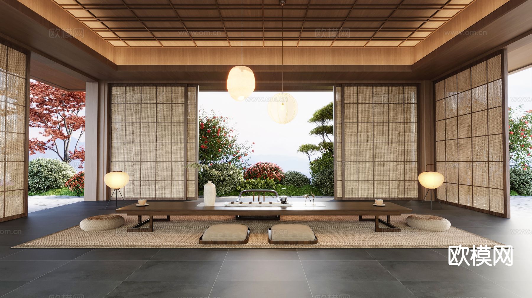 新中式茶室3d模型下载