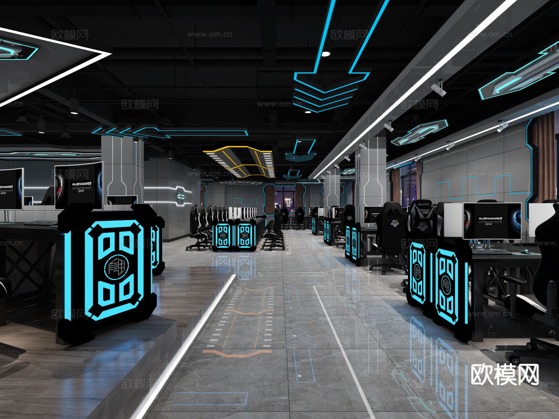 现代网吧 网咖3d模型下载（渲染图1）