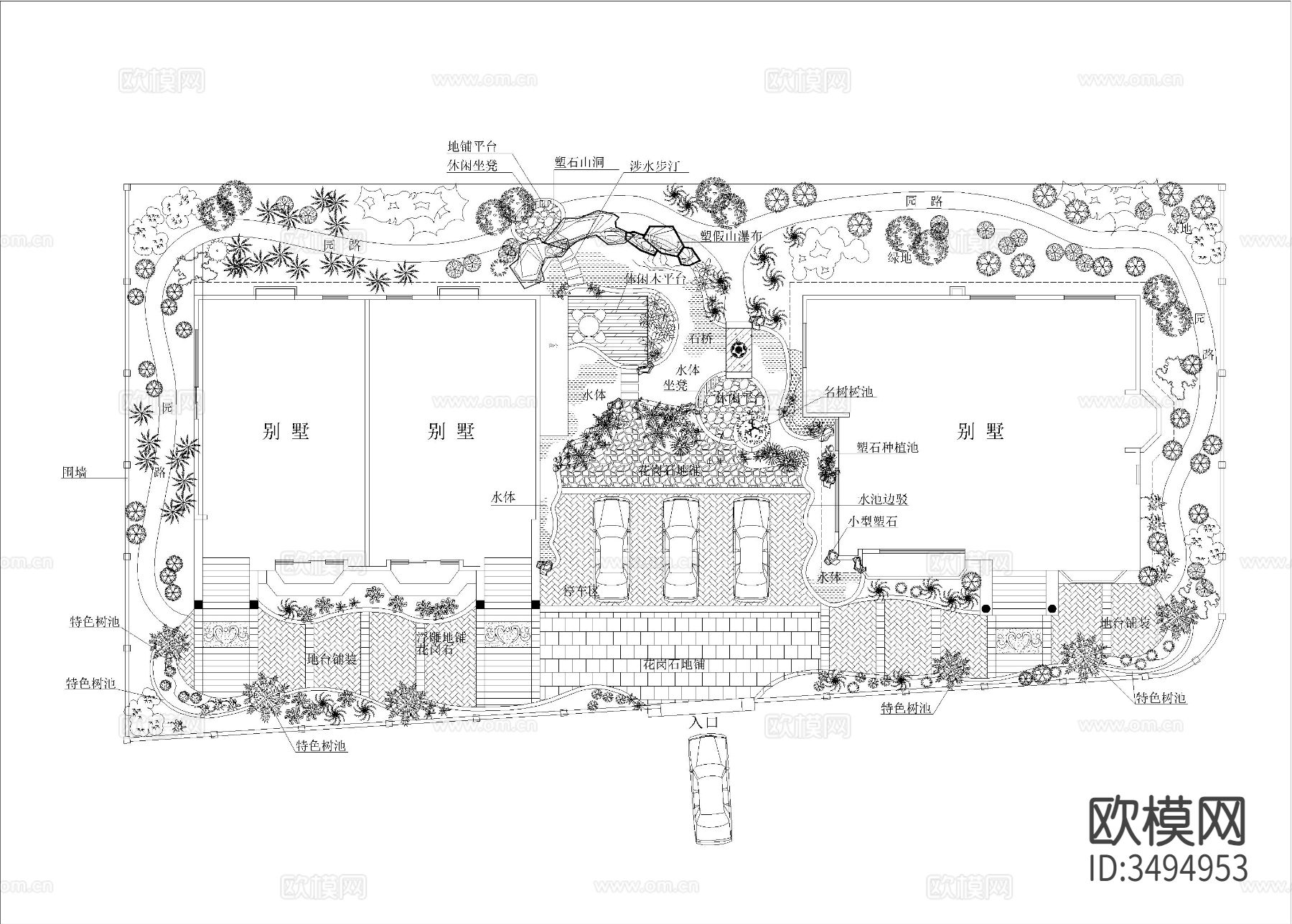 别墅景观方案设计CAD施工图下载