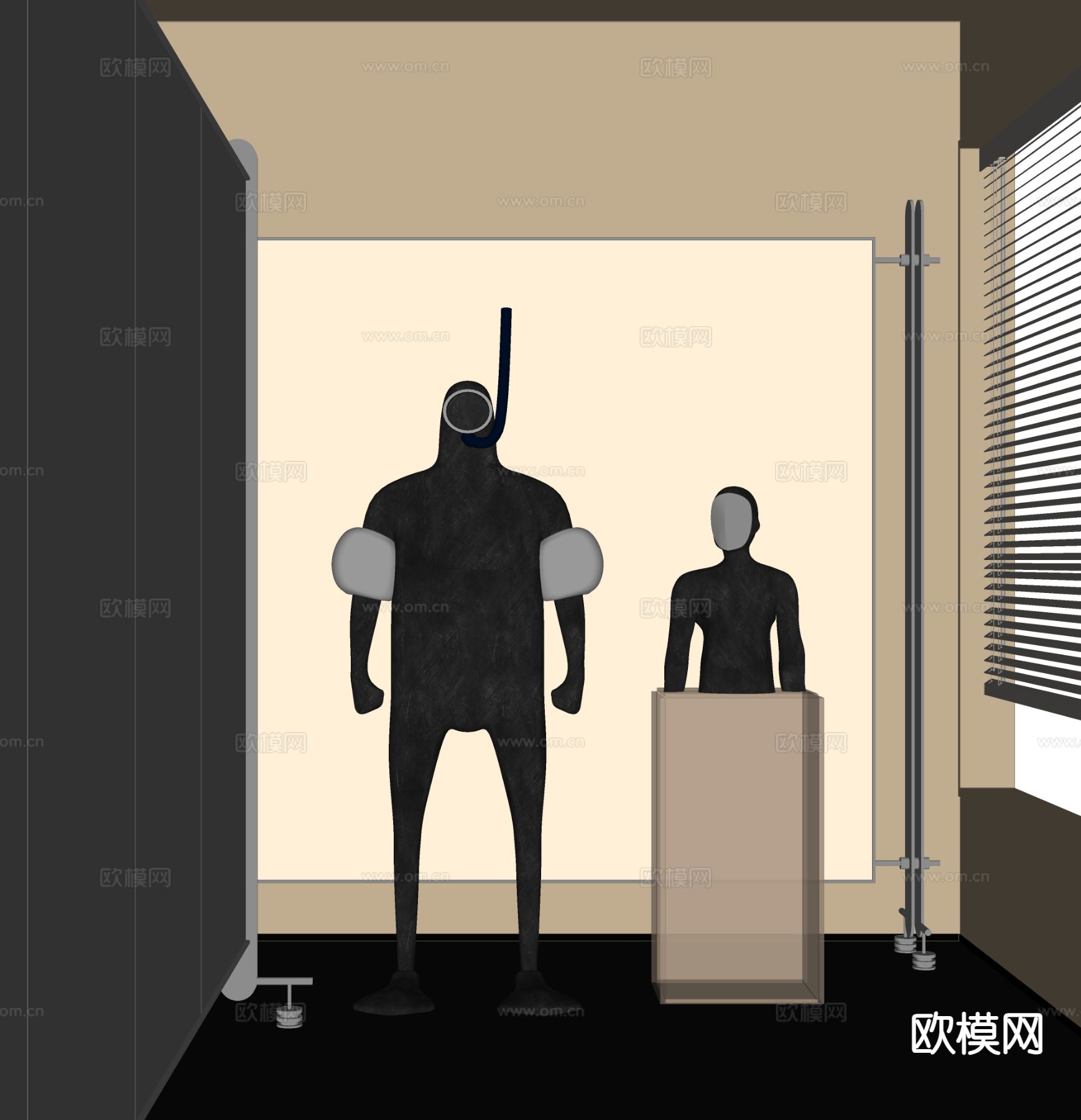 现代人物雕塑 雕塑装置su模型